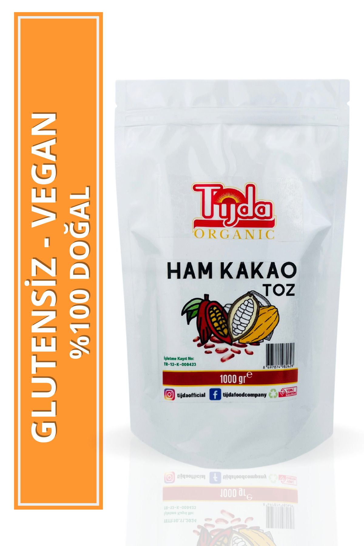 Organik Ham Kakao Tozu Glütensiz - Vegan 1 Kg