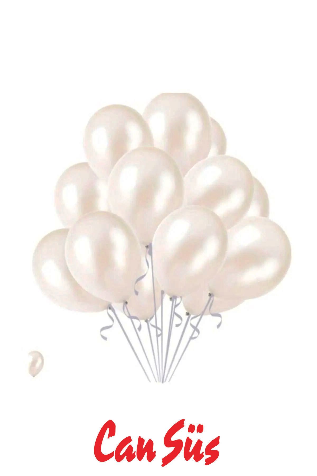 Beyaz Metalik Balon 10'lu