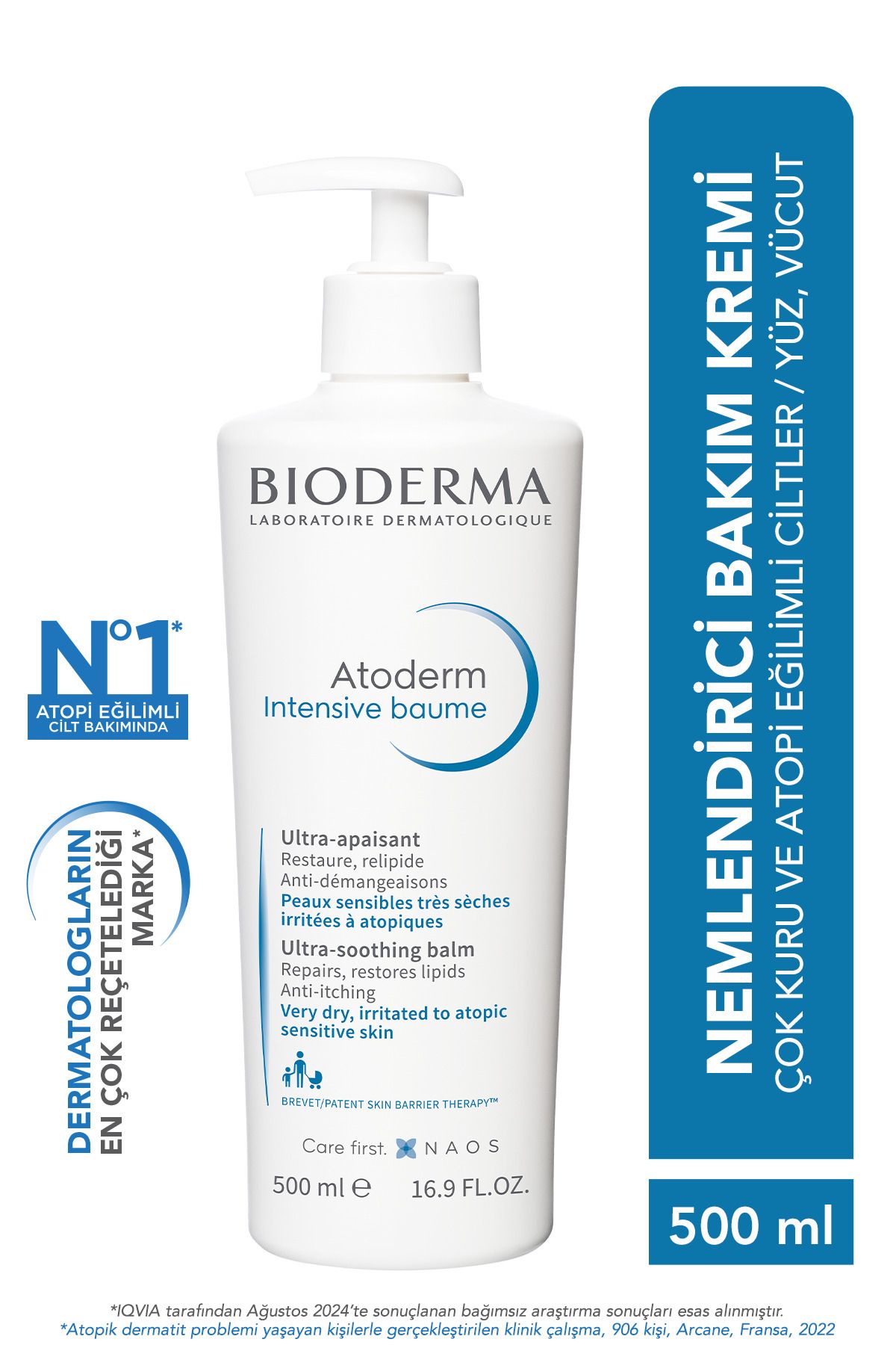 Atoderm Intensive Balm Çok Kuru Atopi Eğilimli Cilt Nemlendirici Onarıcı Krem Yetişkin, Çocuk 500 ml