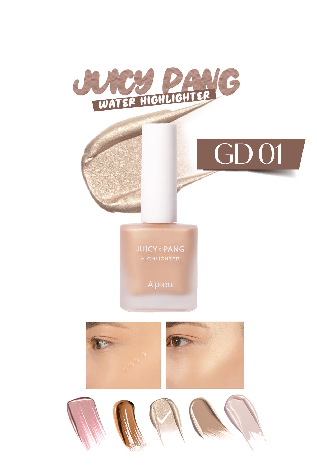 Cilt ile Bütünleşen Kalıcı Likit Aydınlatıcı Juicy-Pang Water Highlighter (GD01)