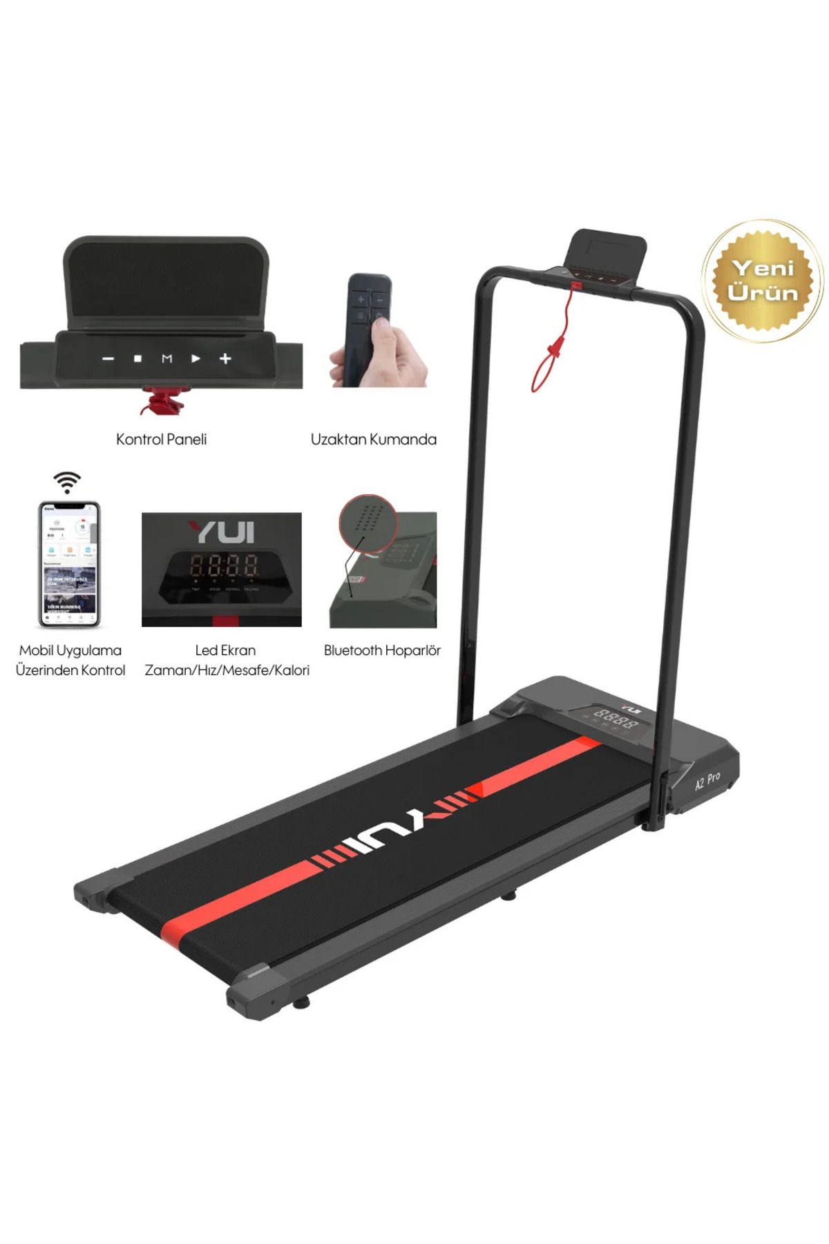 A2 Pro 2024 Model 12 Km Hız-120 Kg Taşıma Kapasitesi-bluetooth Hoparlör-akıllı Koşu Bandı-1.5 Hp