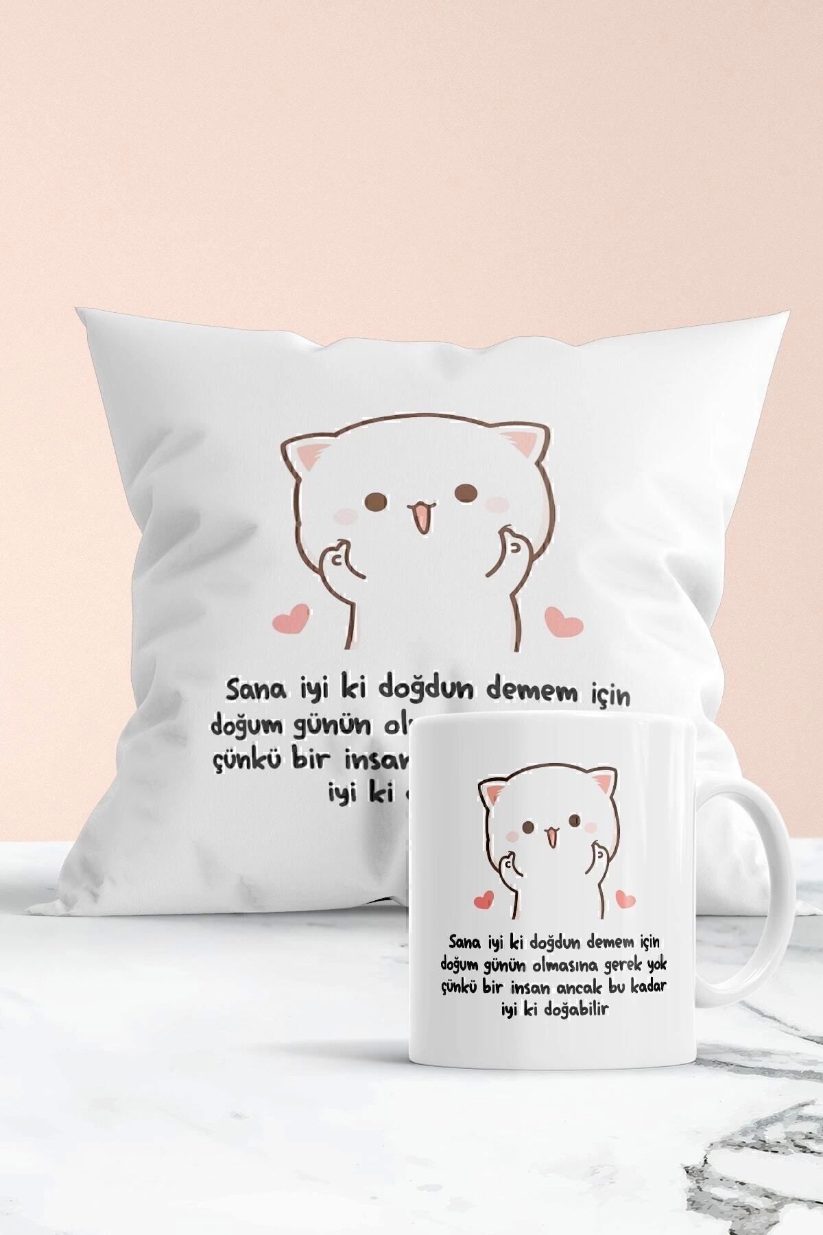 Insan Ancak Bu Kadar Iyi Ki Doğabilir Baskılı Hediyelik Yastık Ve Kupa Seti