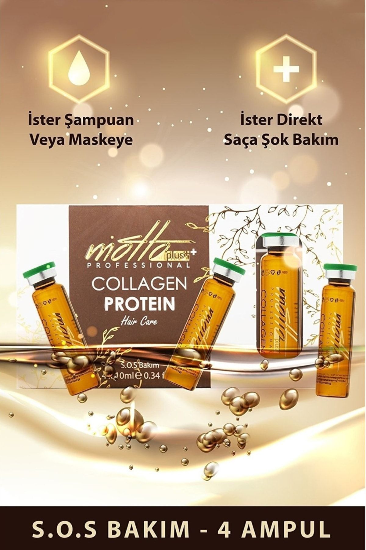 Multivitamin Collagen - Protein Acil Kurtarma Saç Bakım Kürü 4x10ml 4 Ampul