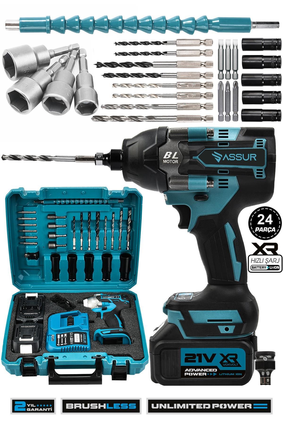 21v Çift Akülü Vidalama Darbeli Kömürsüz 800nm 10 Pilli Bijon Somun Sökme Sıkma