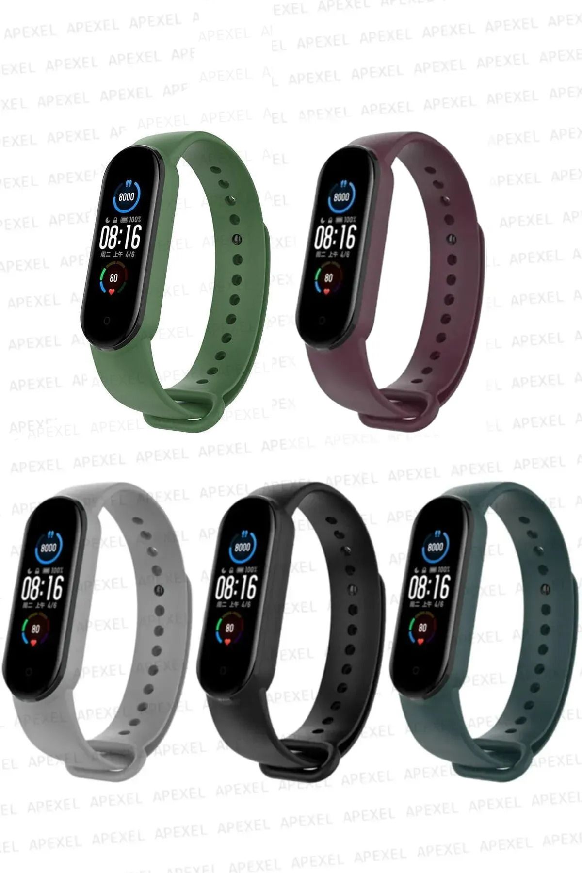 Xiaomi Mi Band 5 Ve 6 Uyumlu Kordon Seti 5li