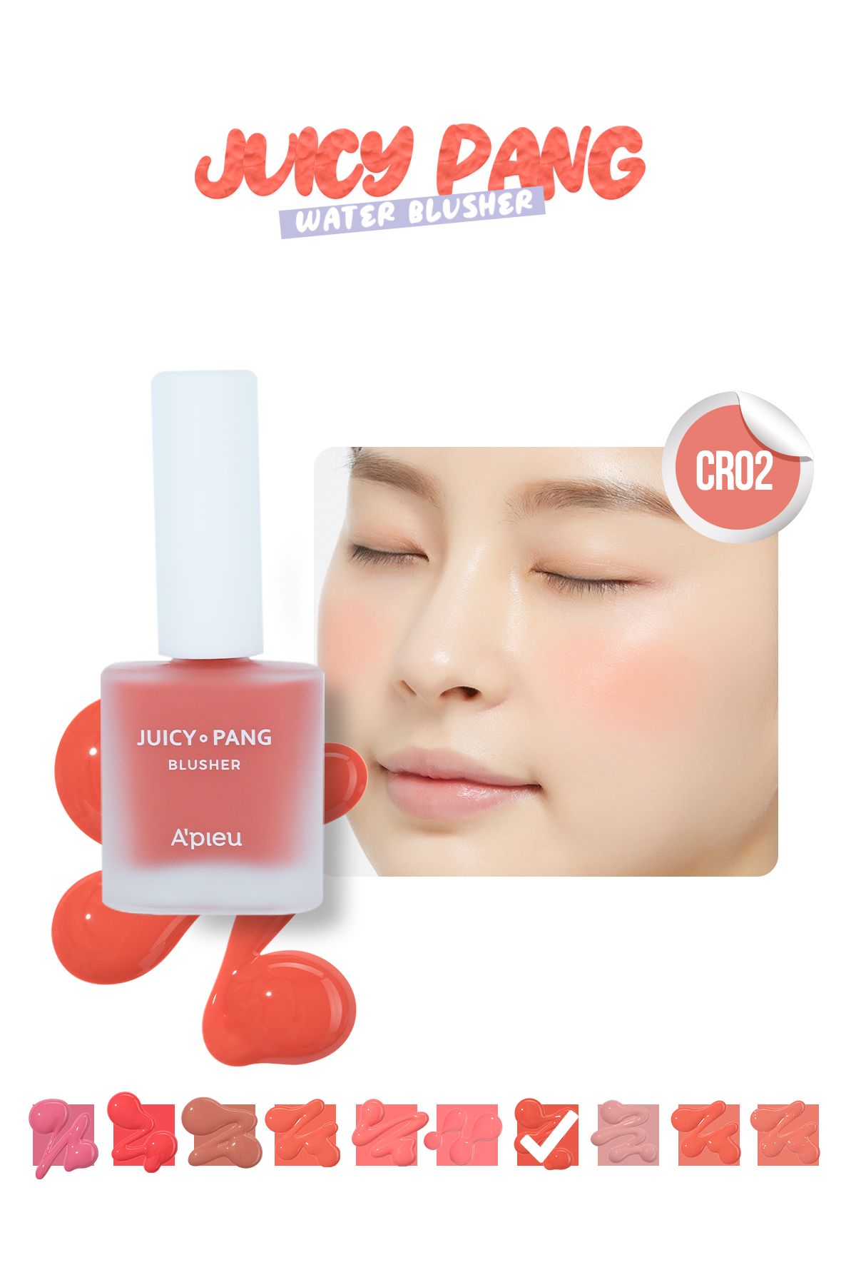 Meyve Kokulu, Nemlendirici, Doğal Görünümlü Sıvı Allık A'pıeu Juicy-pang Water Blusher (CR02)