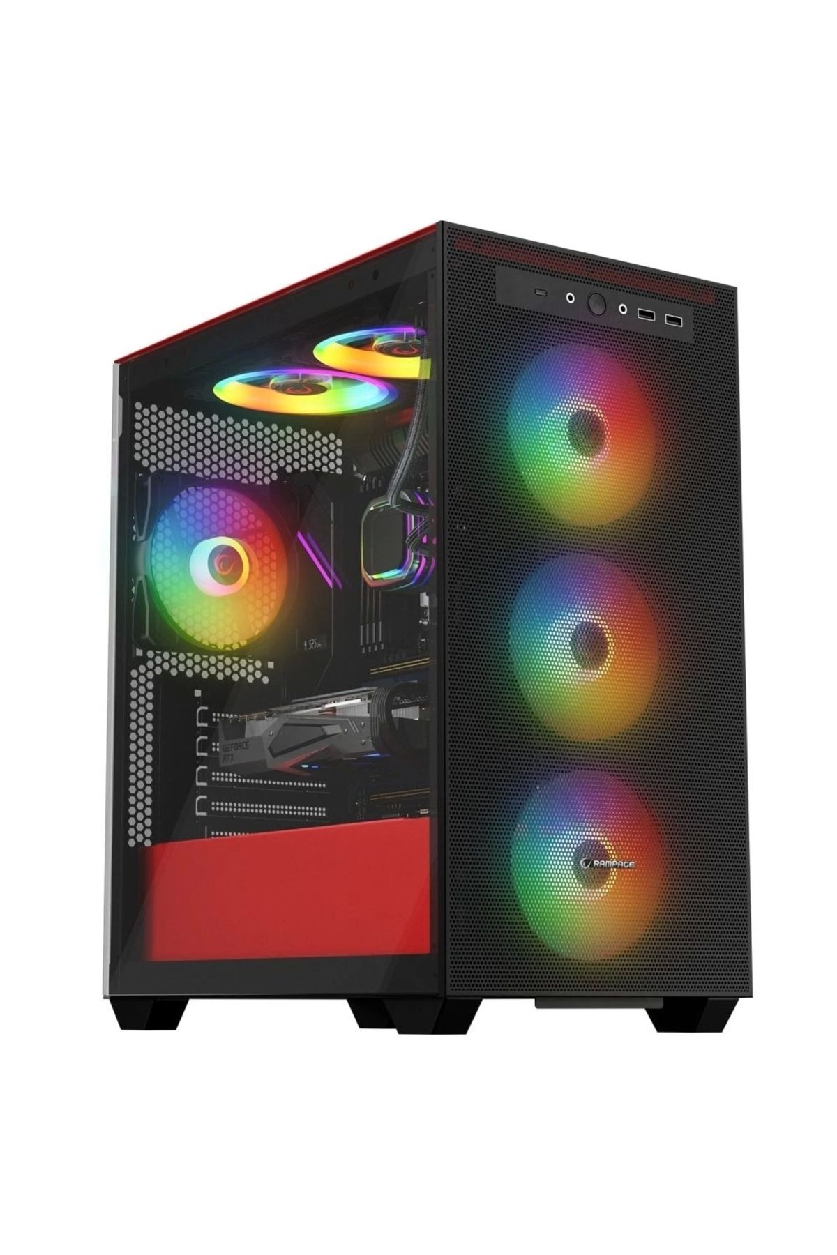 Blaze Mesh Siyah Temperli Camlı 4*12cm Argb Fan Mid-t Gaming Oyuncu Kasası