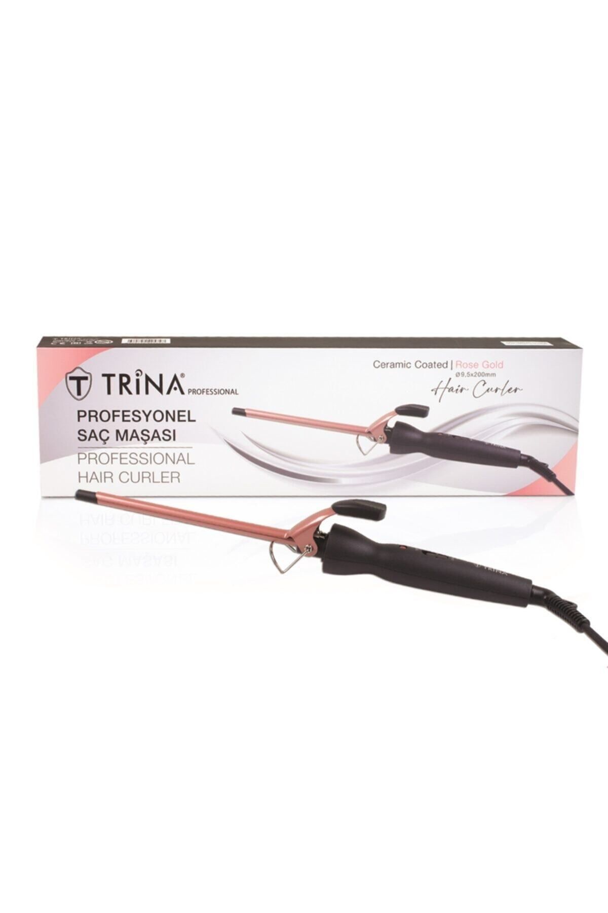 Afro Dalga 9.5mm Gold Seramik Maşa - 20cm.ekstra Uzun Başlık - Kıvırcık Saç Maşası