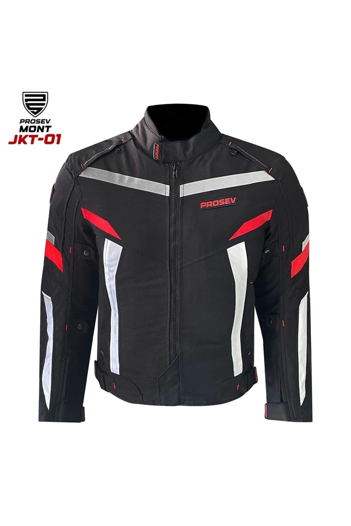 JKT-01 4 Mevsim Motorsiklet Montu ( ProSev JKT-01 Black-Red Motosiklet Mont )