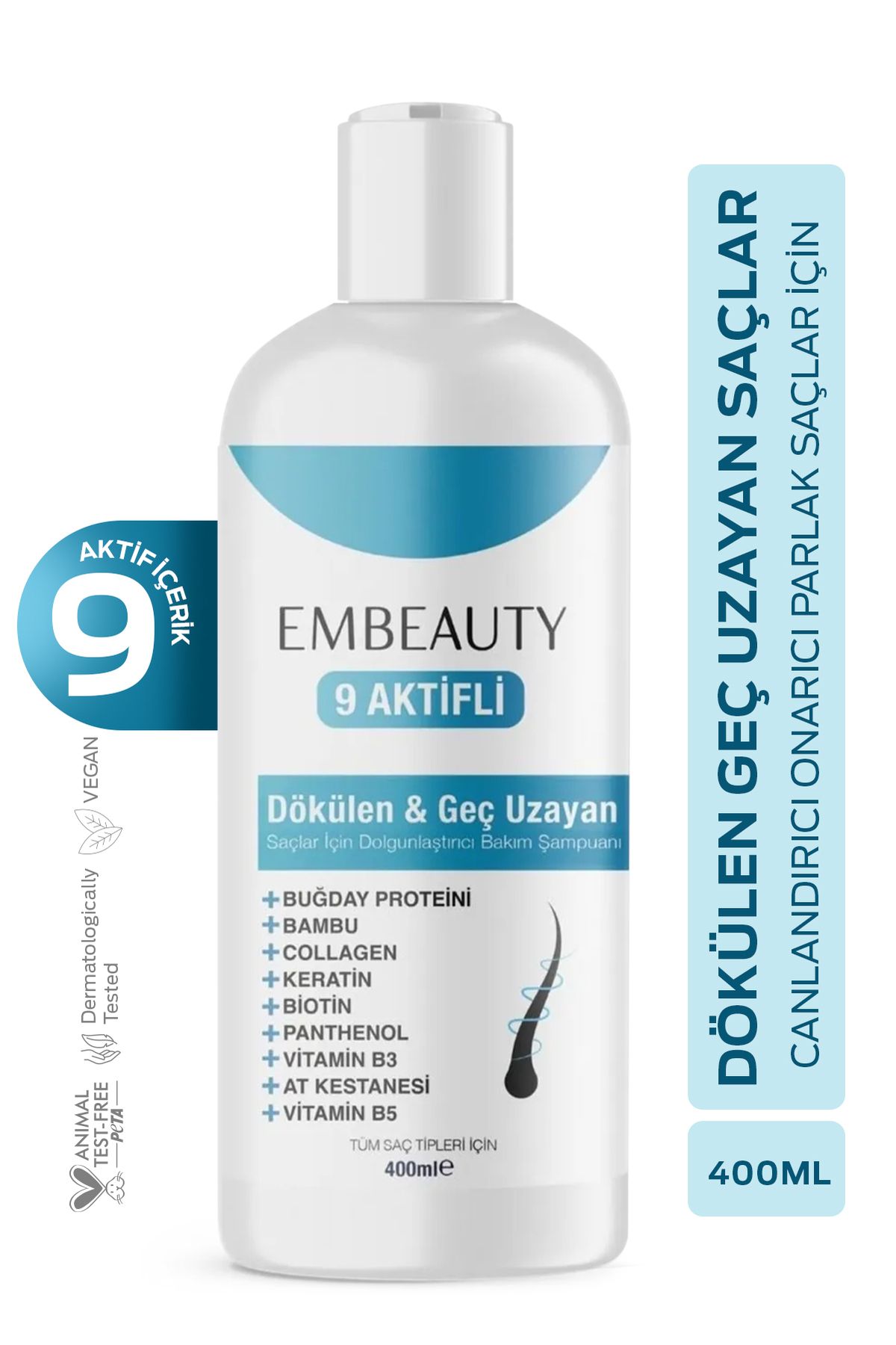 Kolajen Ve Keratin Saç Dökülmesine Karşı Hızlı Sac Uzatan Dolgunlaştırıcı Onarıcı Besleyici Şampuan