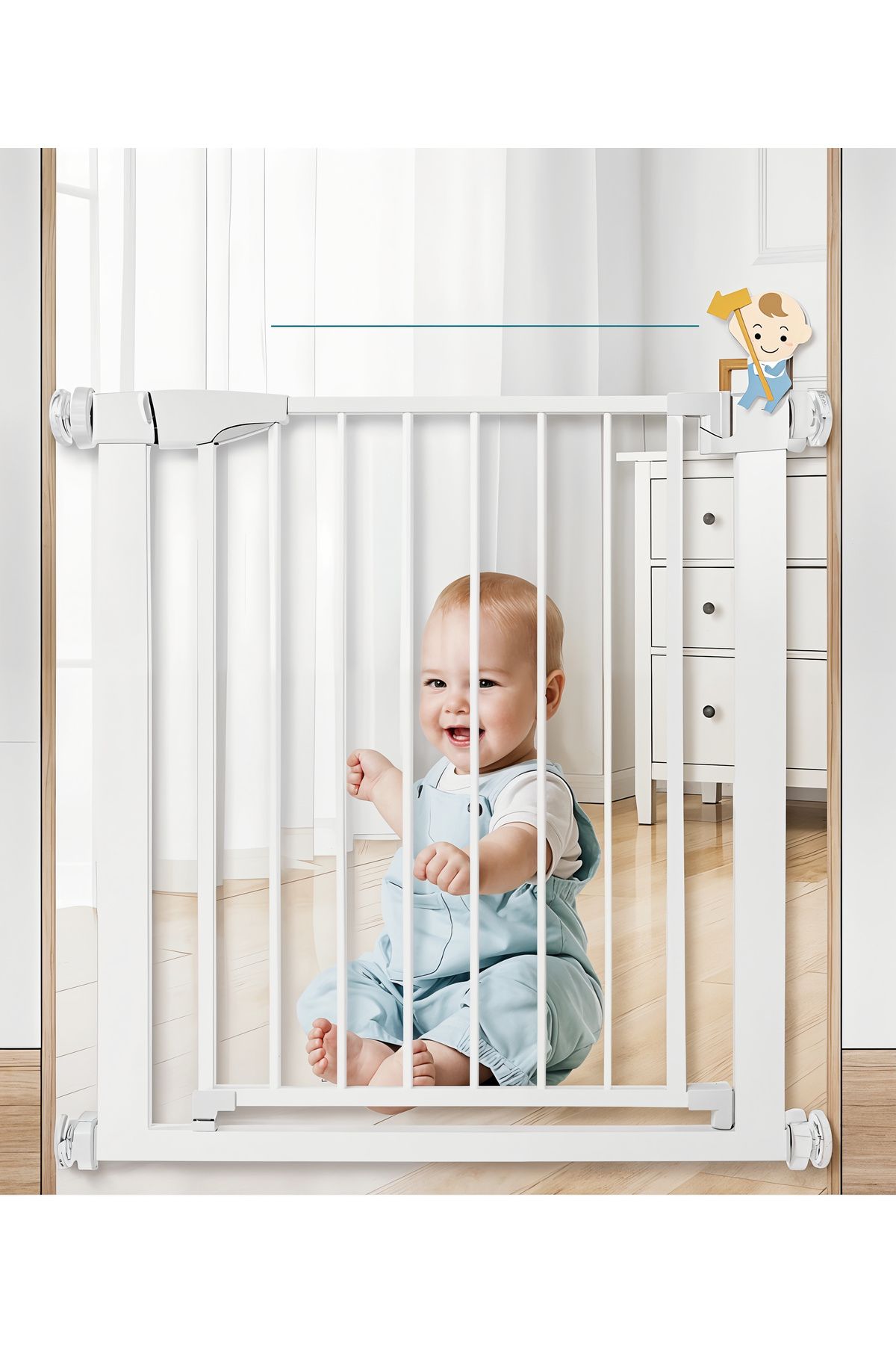 Guimo 75-85 Cm Bebek Çocuk Pet Güvenlik Ve Merdiven Kapısı Baby & Child Safety Gate