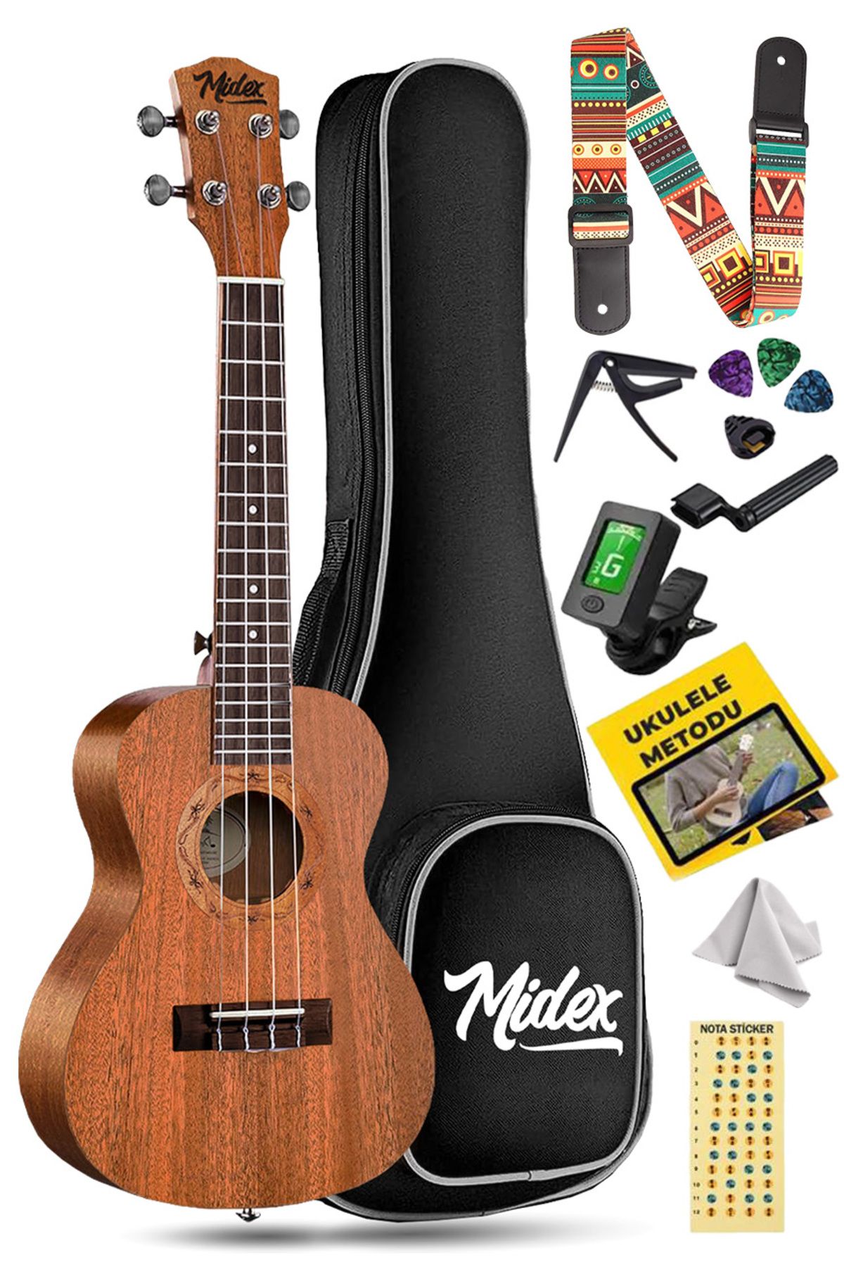 Ct-24mc Set Maun Concert Ukulele (SOFTCASE TUNER CAPO METOD NOTA STİCKER ASKI PENA)