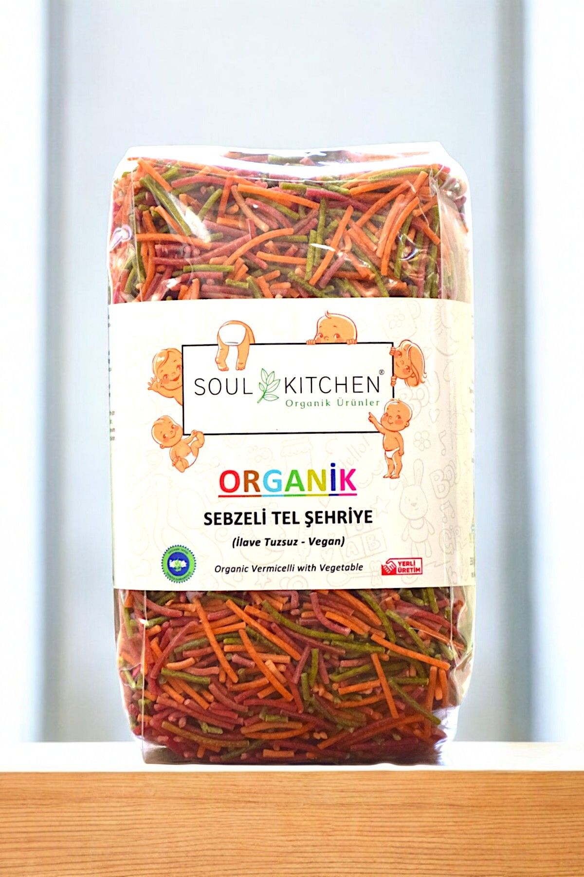 Organik Sebzeli Bebek Tel Şehriye 350gr - (İLAVE TUZSUZ) (VEGAN)