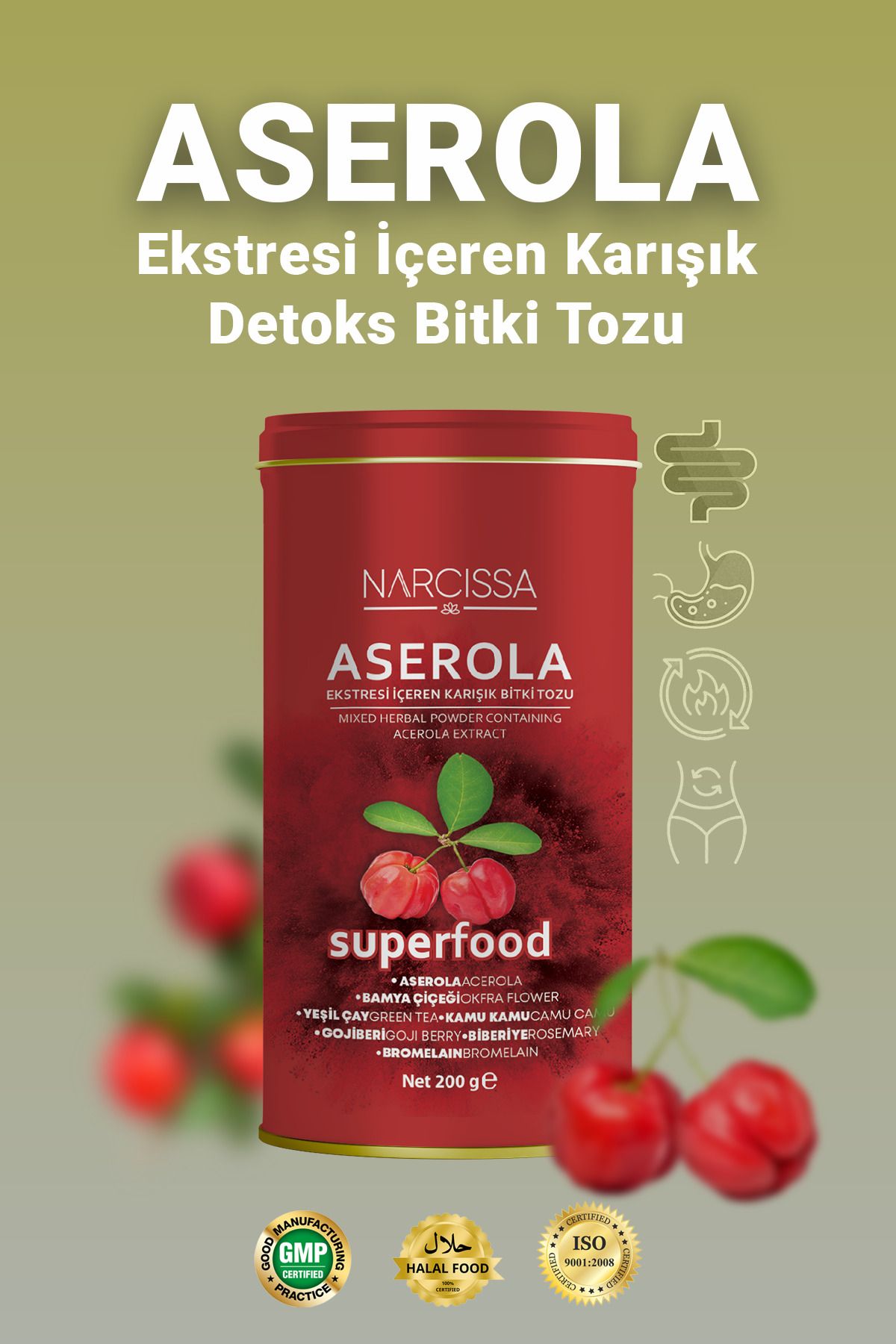 Aserola Ekstresi içeren Karışık Bitki Tozu