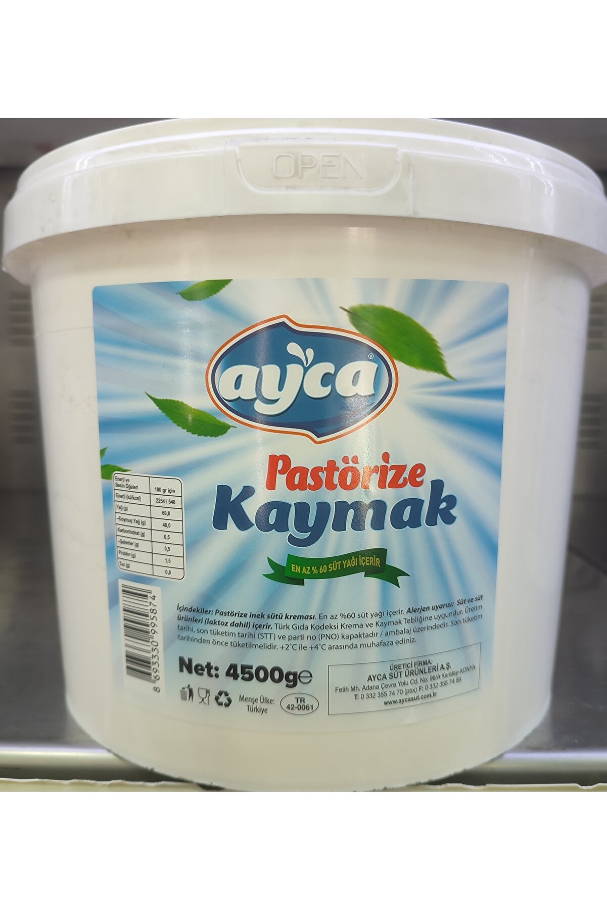 Ayca Pastorize Kaymak (tereyağlık Krema) 4500 Gr