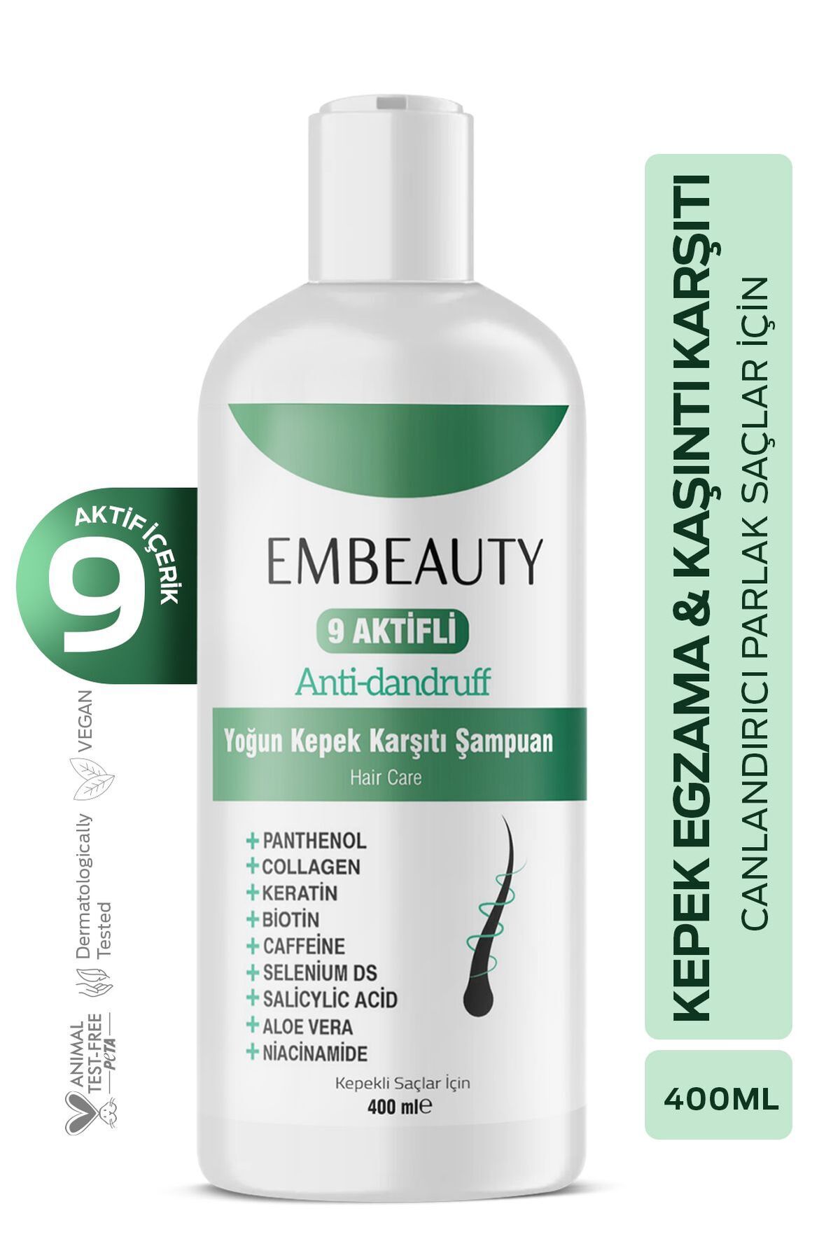 Kepek Kaşıntı Ve Egzama Karşıtı 9 Aktifli Kepek Karşıtı Tuzsuz Sampuan 400 ml