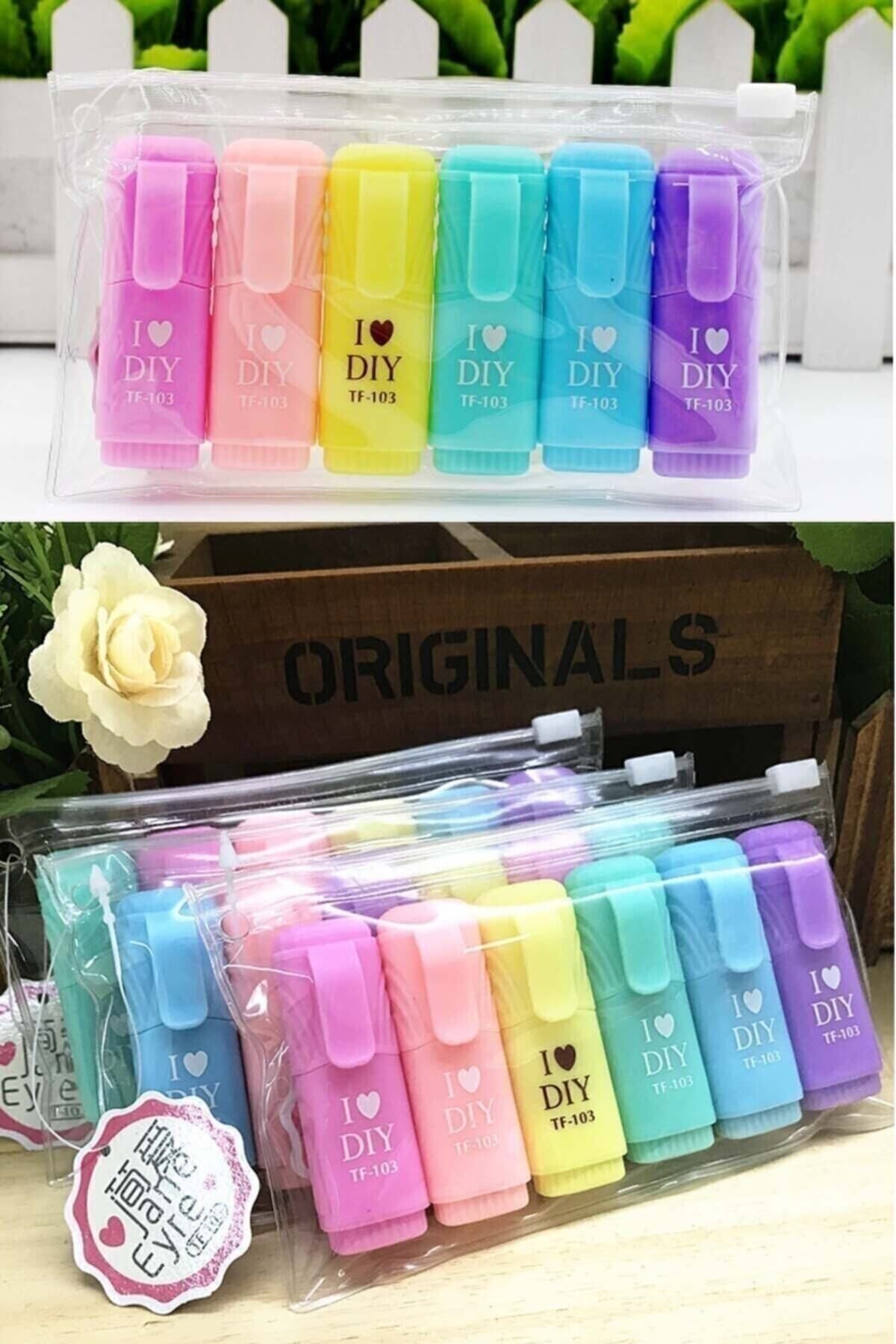 Mini Fosforlu Kalem 6'lı Öğrenci Işaretleme Kalemi - Pastel Renkler