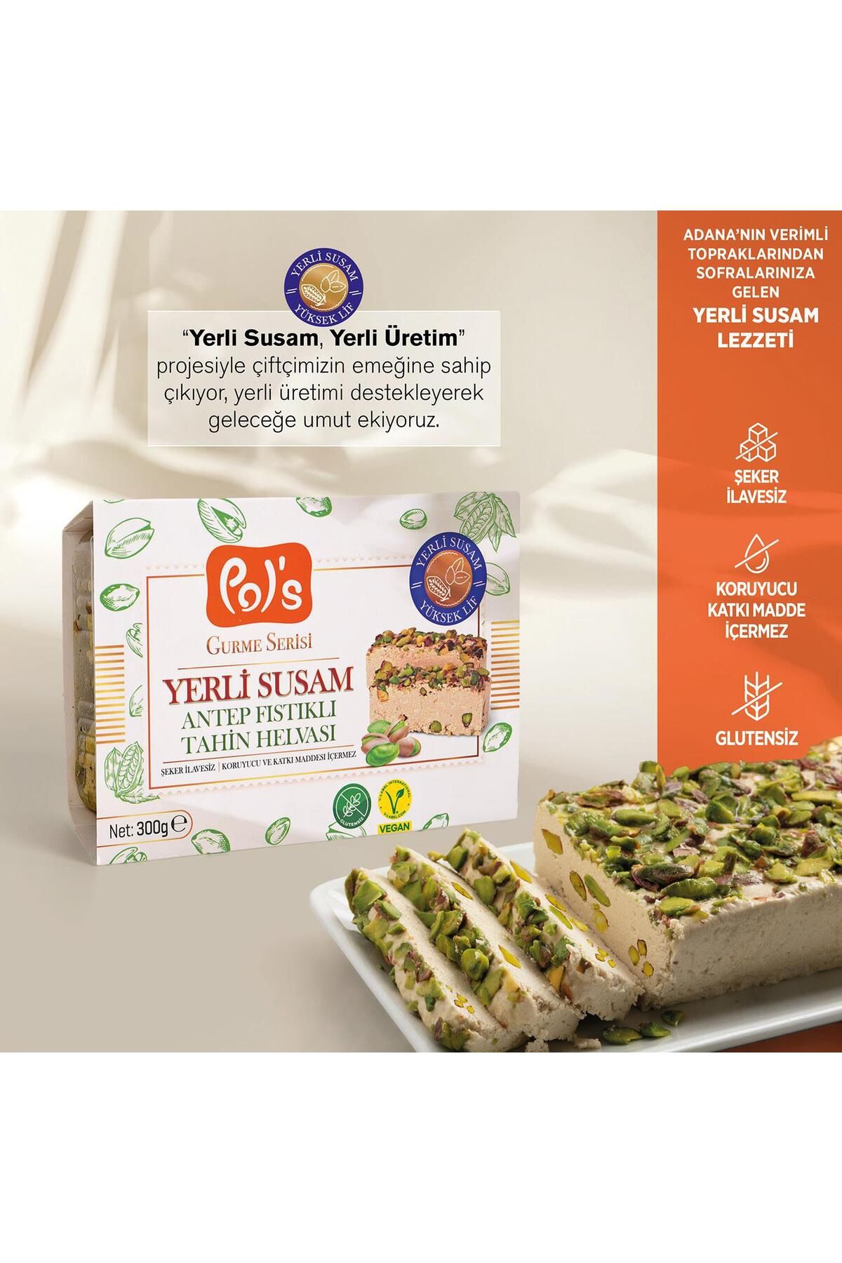 Yerli Susam Serisi Antep Fıstıklı Tahin Helvası 300 g