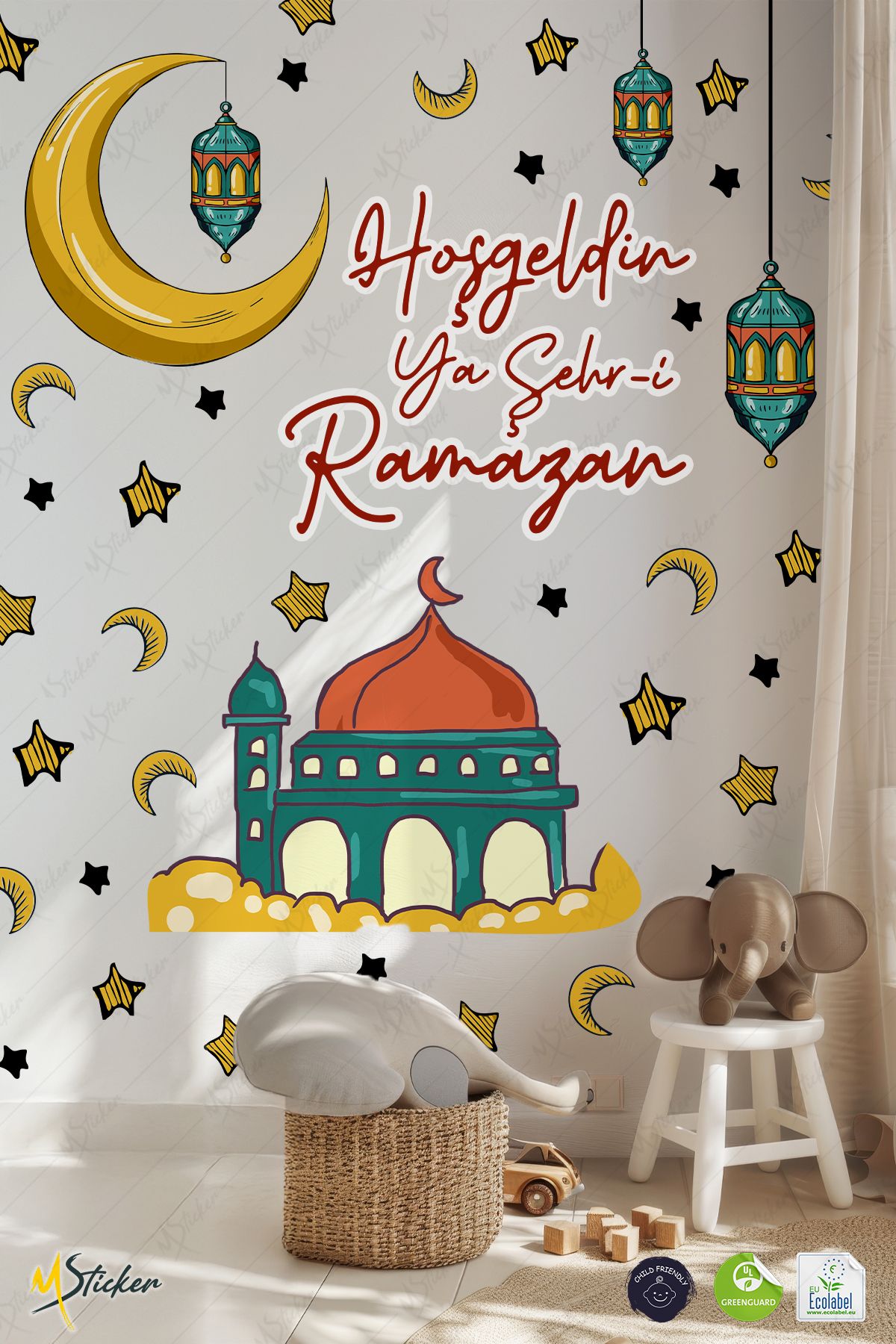 Ramazan Ayı Temalı Cam Duvar Süsleri Hoşgeldin Ramazan Sticker Seti -r3