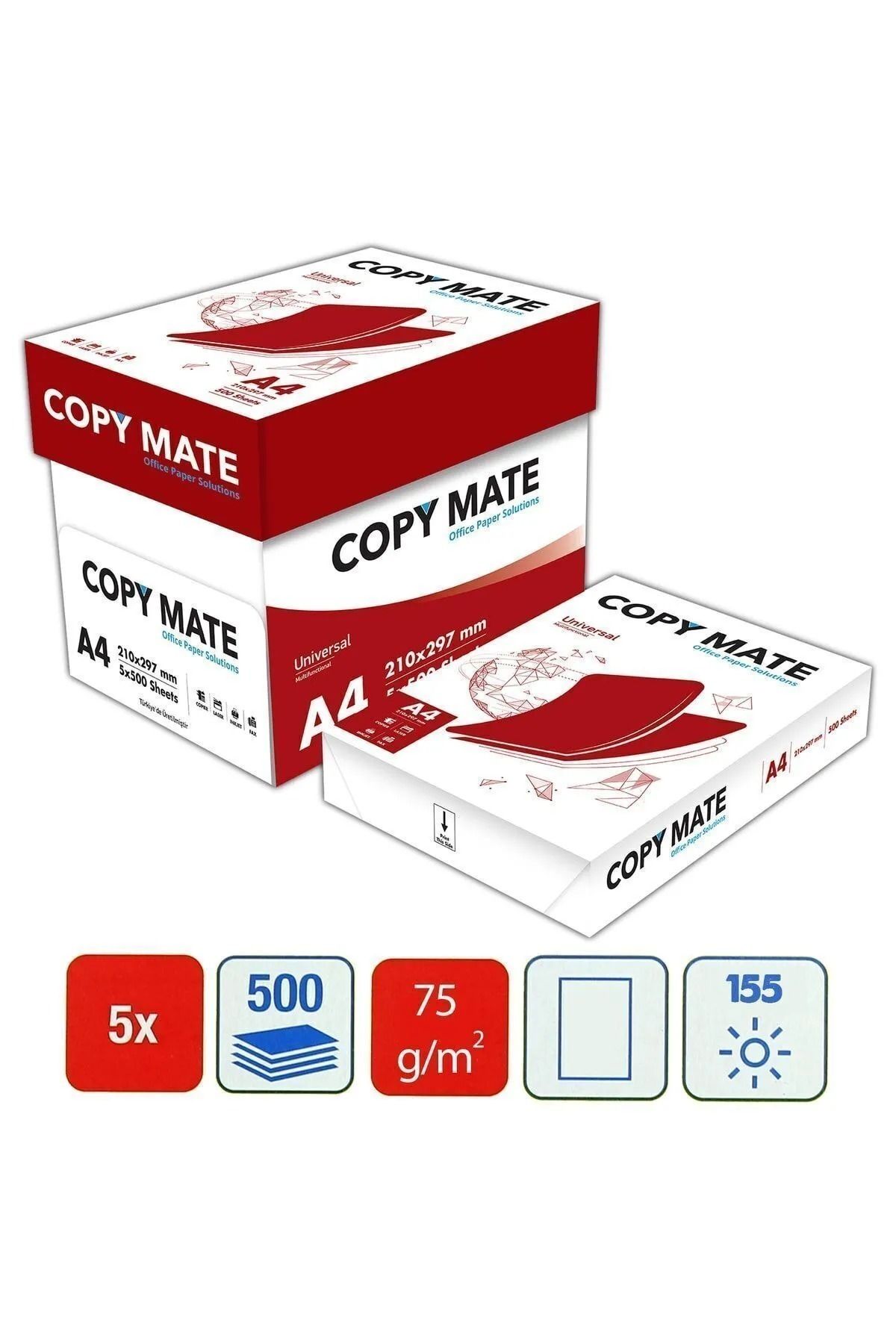 A4 Fotokopi Kağıdı 1 Koli 5li Paket 2500 Adet/copy Mate