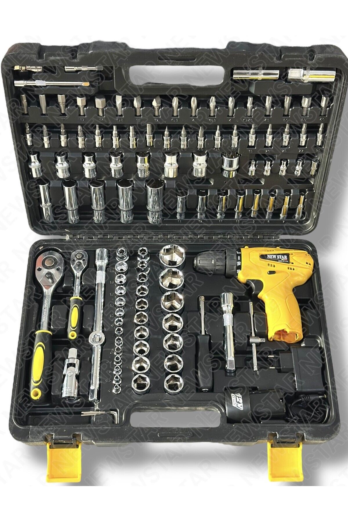 Korumalı Çelik Şanzuman Şarjlı Matkap 108 Pcs Crv Çeliği Profesyonel Parlak Lokma Takımı