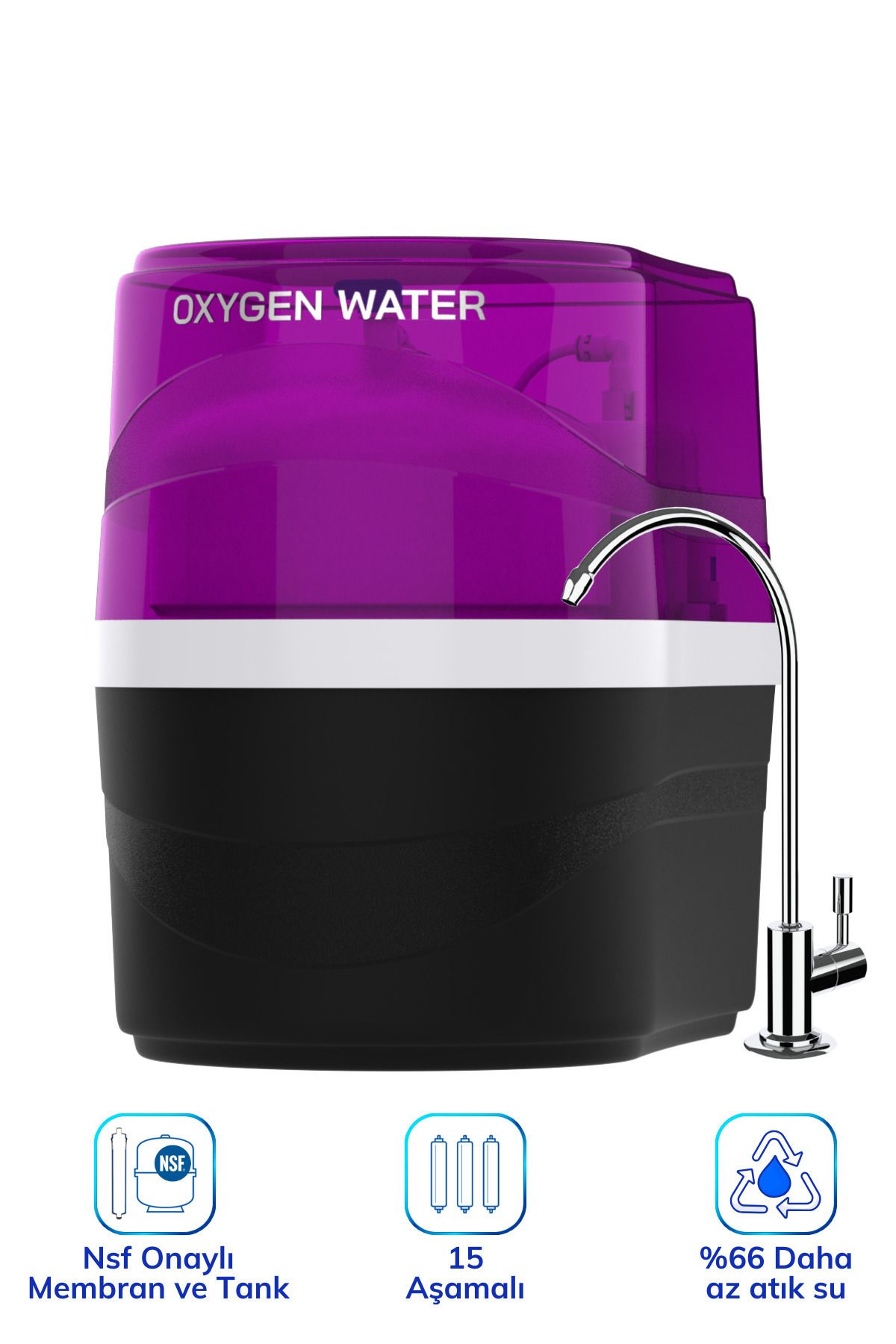 Prime+ 15 Aşamalı Ph Alkali Mineral Filtreli Çelik Su Tanklı En Az Atık Su Atan Su Arıtma Cihazı