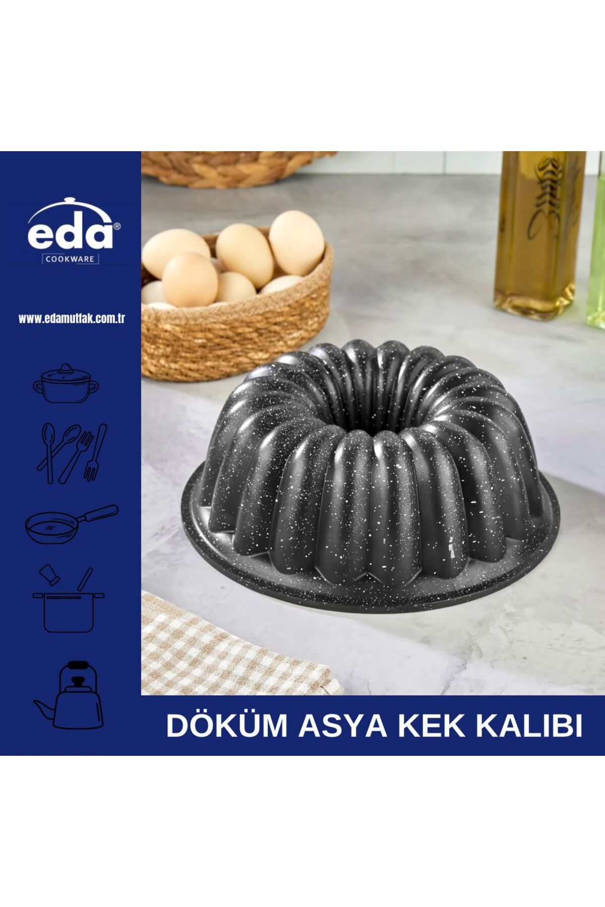 Asya Granit Döküm Kek Kalıbı Sık Dilimli Kek Kalıbı 26 cm