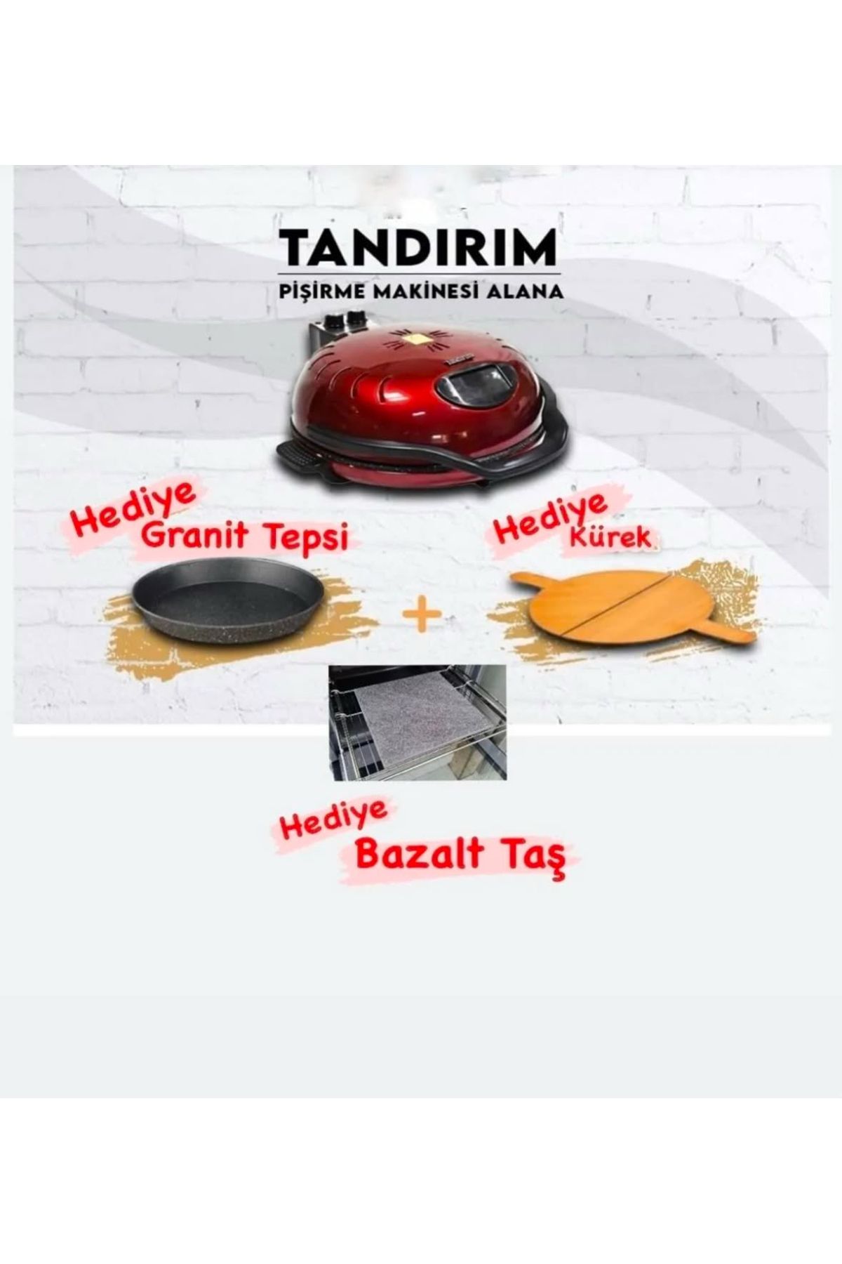Lahmacun Pizza Çok Amaçlı Pişirme Makinesi (GRANİT TEPSİ KÜREK BAZALT TAŞ HEDİYE)