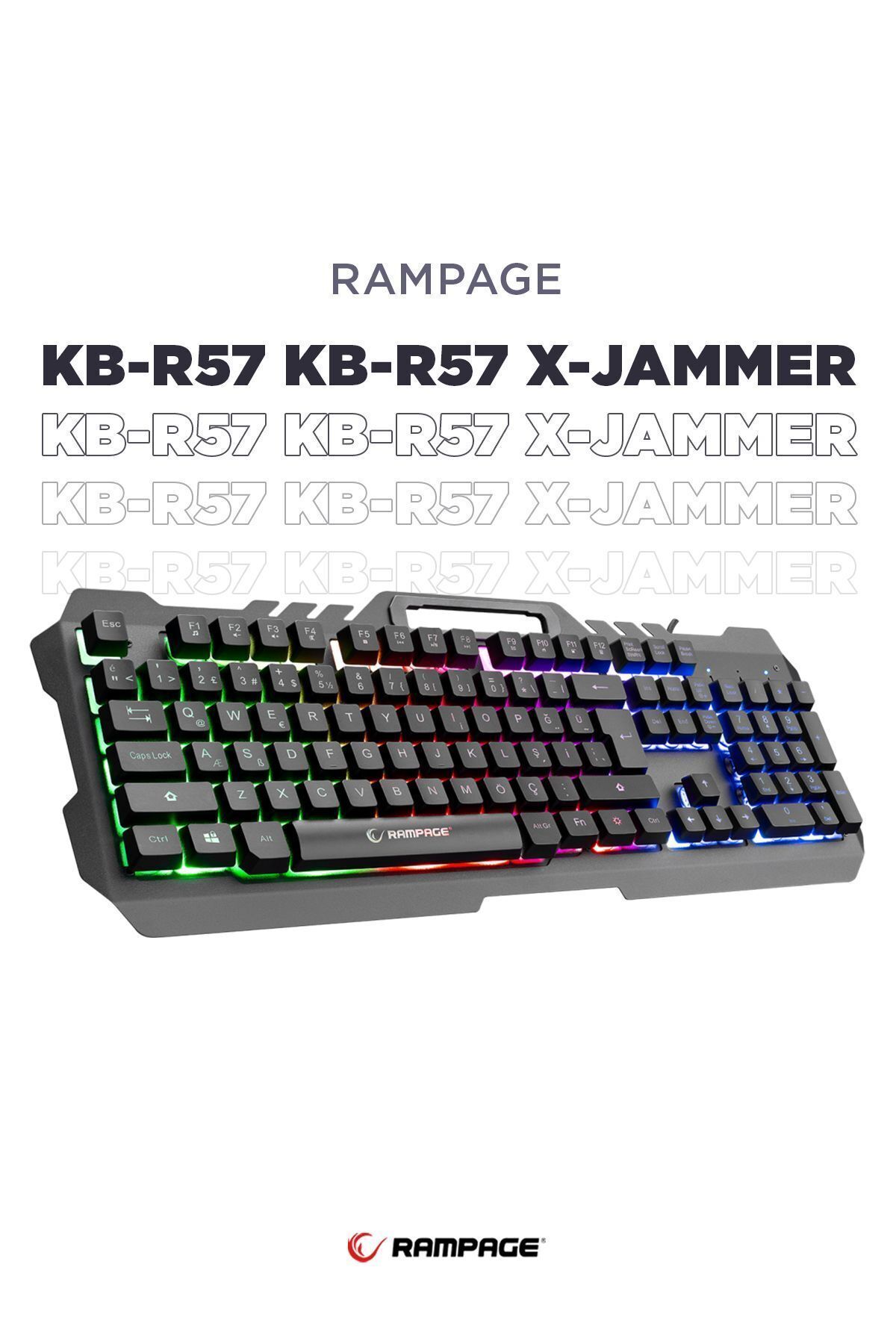 Kb-r57 X-jammer Gökkuşağı Aydınlatmalı Usb Tam Türkçe Gaming Oyuncu Klavyesi