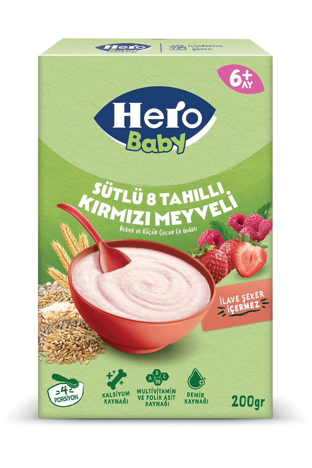 Sütlü Kırmızı Meyveli 8 Tahıllı Kaşık Mama 200g