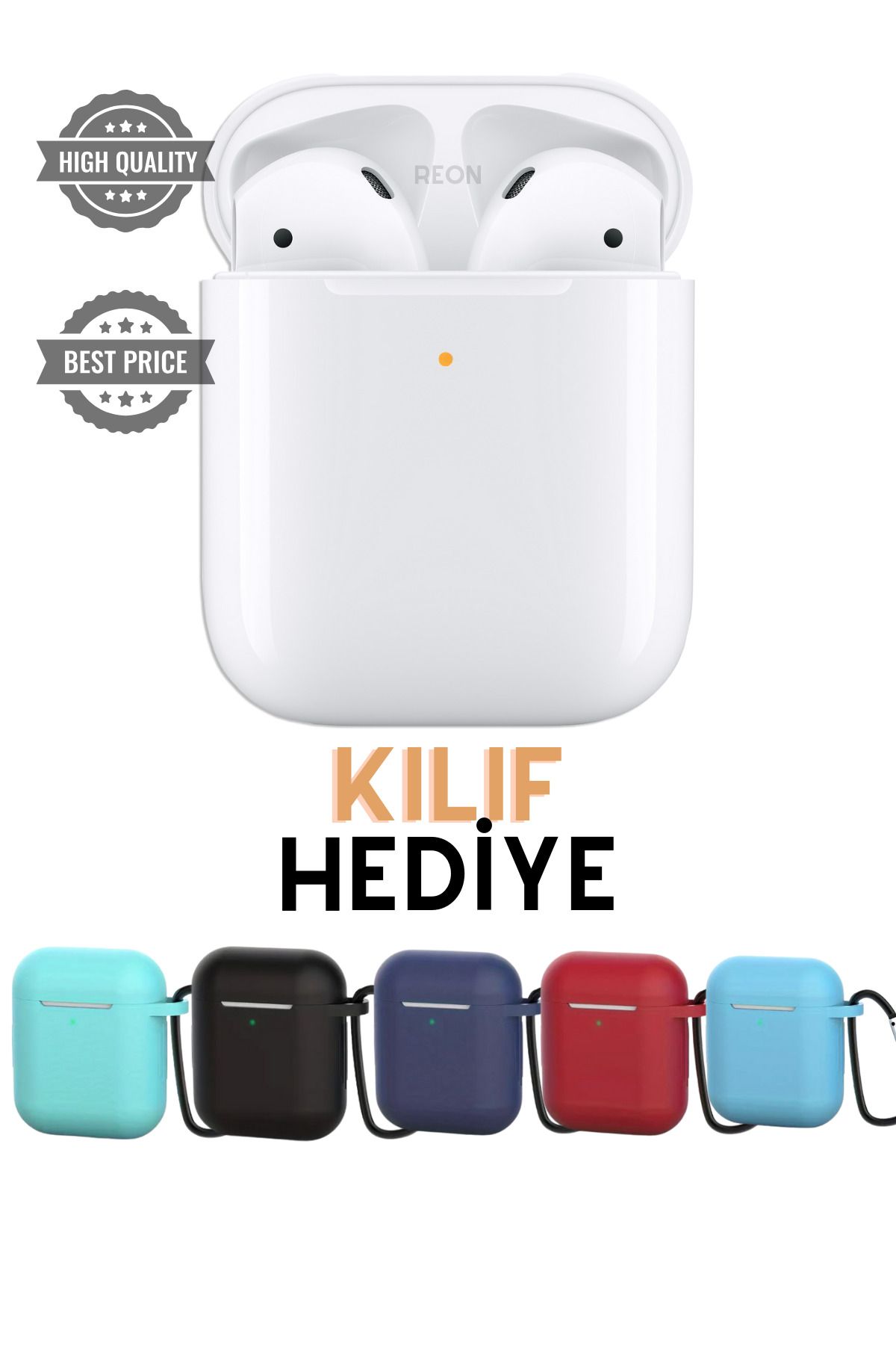 Beyaz 2.nesil Ios Android Uyumlu Bluetooth Kulaklık Karışık Kılıf Hediyeli