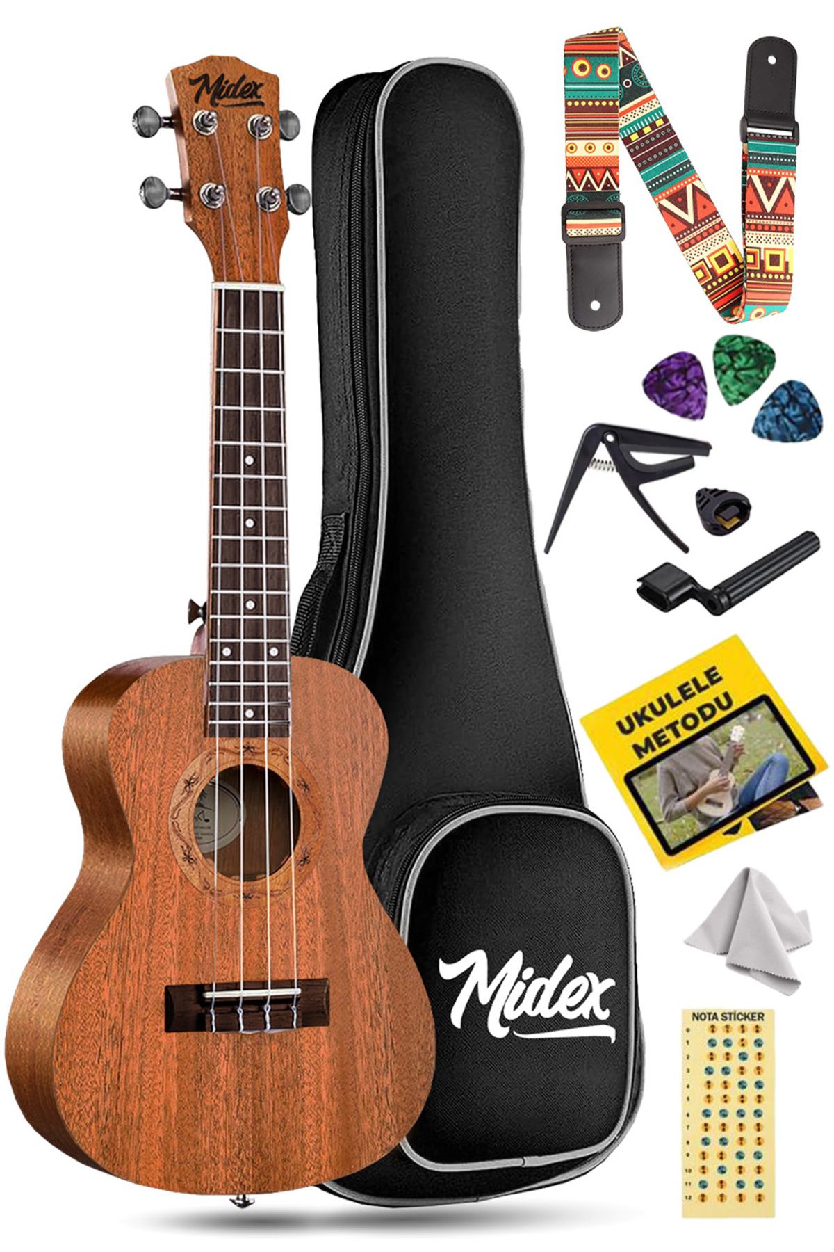 Sp-21m Set Maun Soprano Ukulele (SOFTCASE CAPO METOD NOTA STİCKER ASKI PENA)