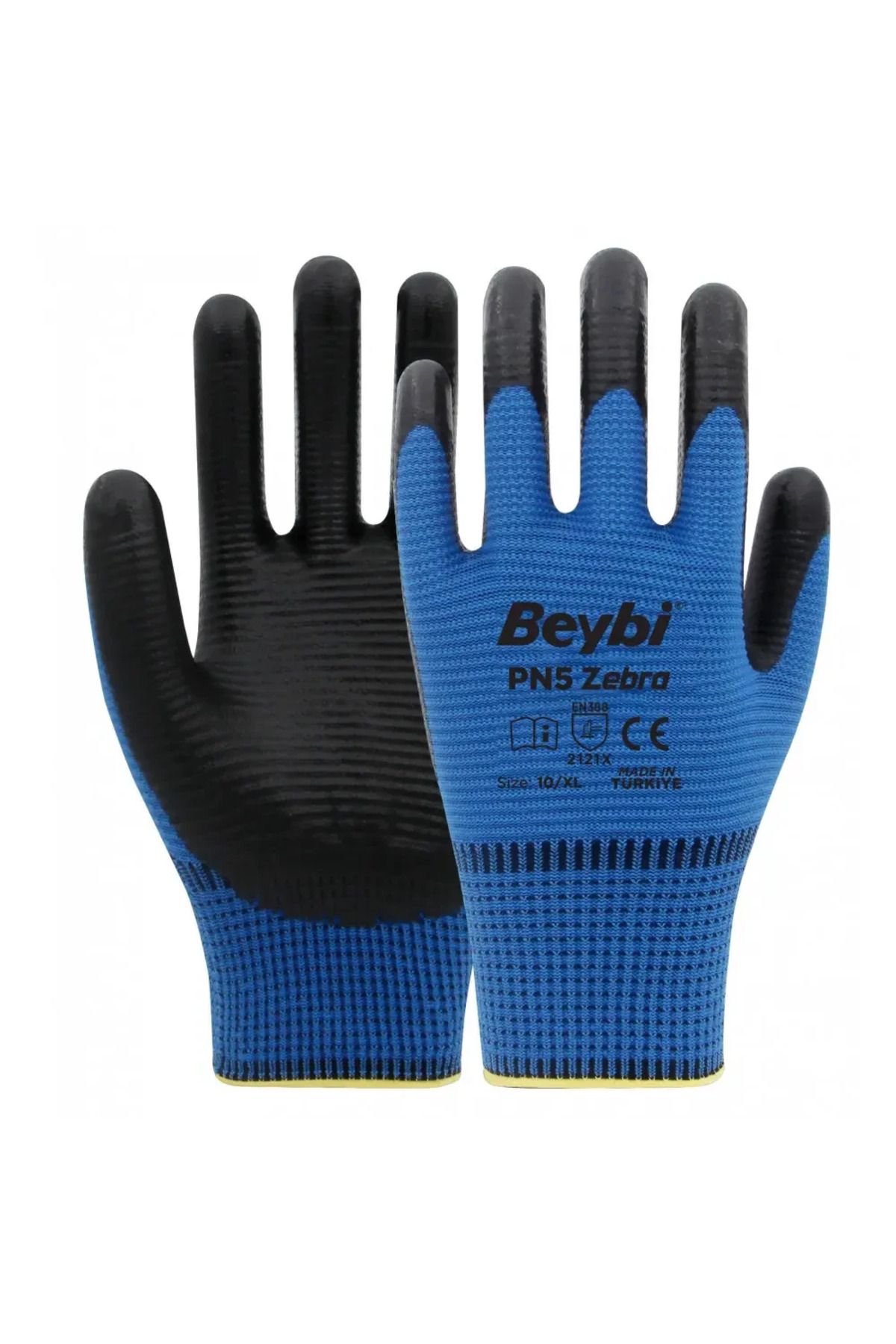 Pn3 Polyester Örme Nitril Eldiven Mavi - 5 Çift