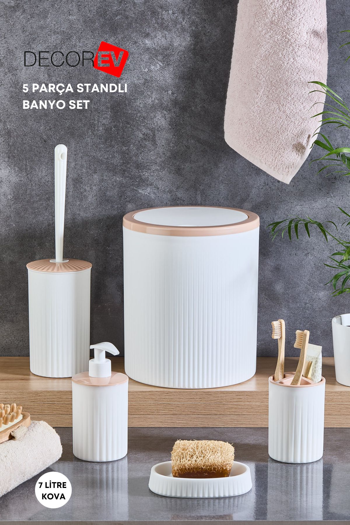 Lüks 5'li Banyo Seti Şık Tasarımlı Banyo Takımı