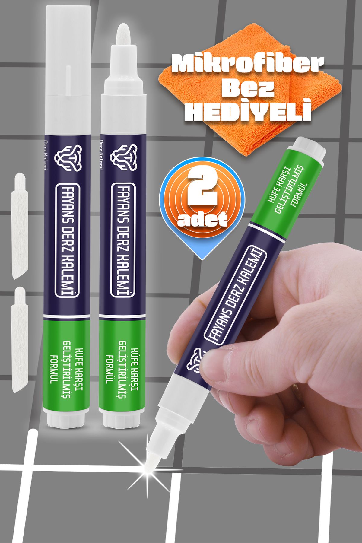 2li Beyaz Derz Kalemi Hızlı Kuruyan Yedek Uç Su Bazlı Kokusuz Derz Dolgu Fayans Yenileme Boyası