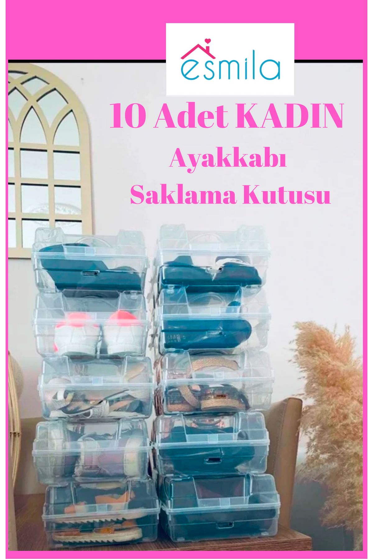 10 Adet Şeffaf Kadın Ayakkabı Saklama Kutusu Düzenleyici 10 Lu Set Fenomen