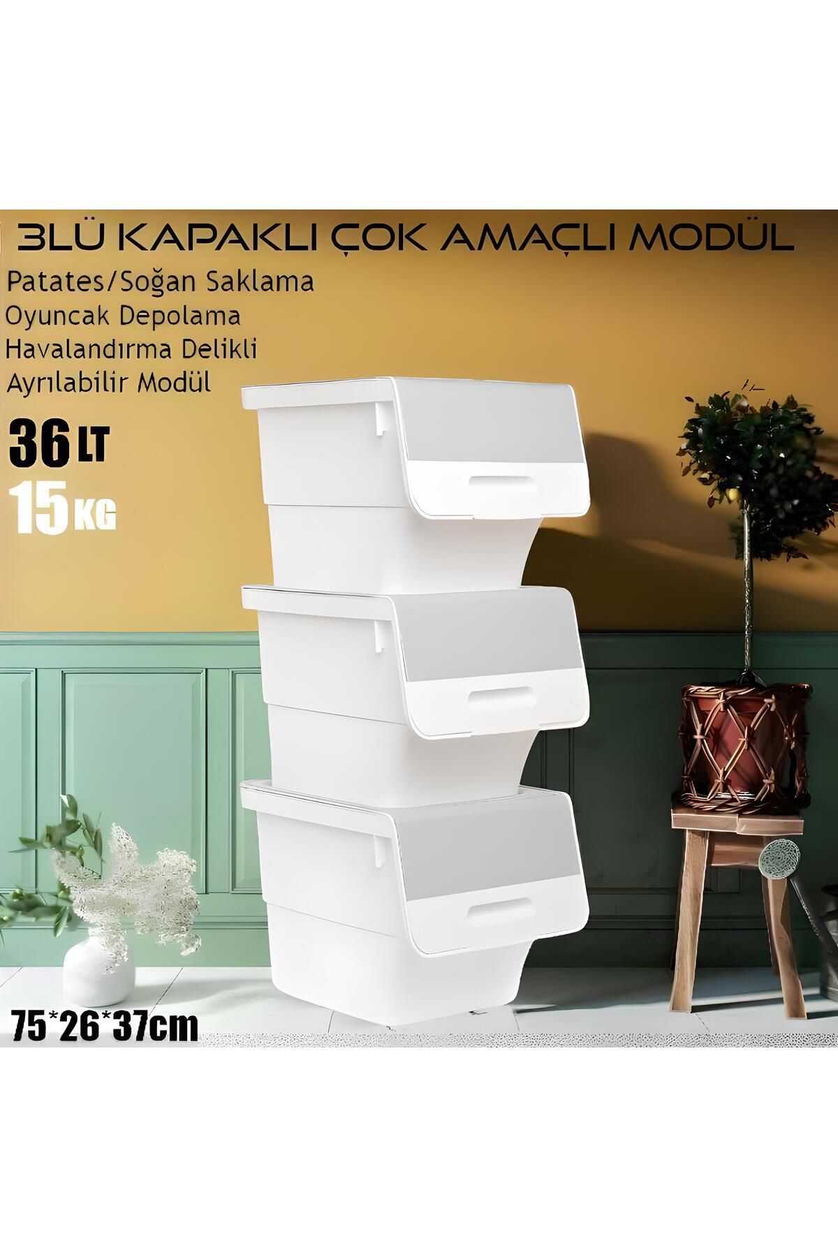 3’lü Kapaklı Sepet Tekerlekli Patates-Soğan Erzak Saklama Kutusu Oyuncak İçin Organizer Rafı