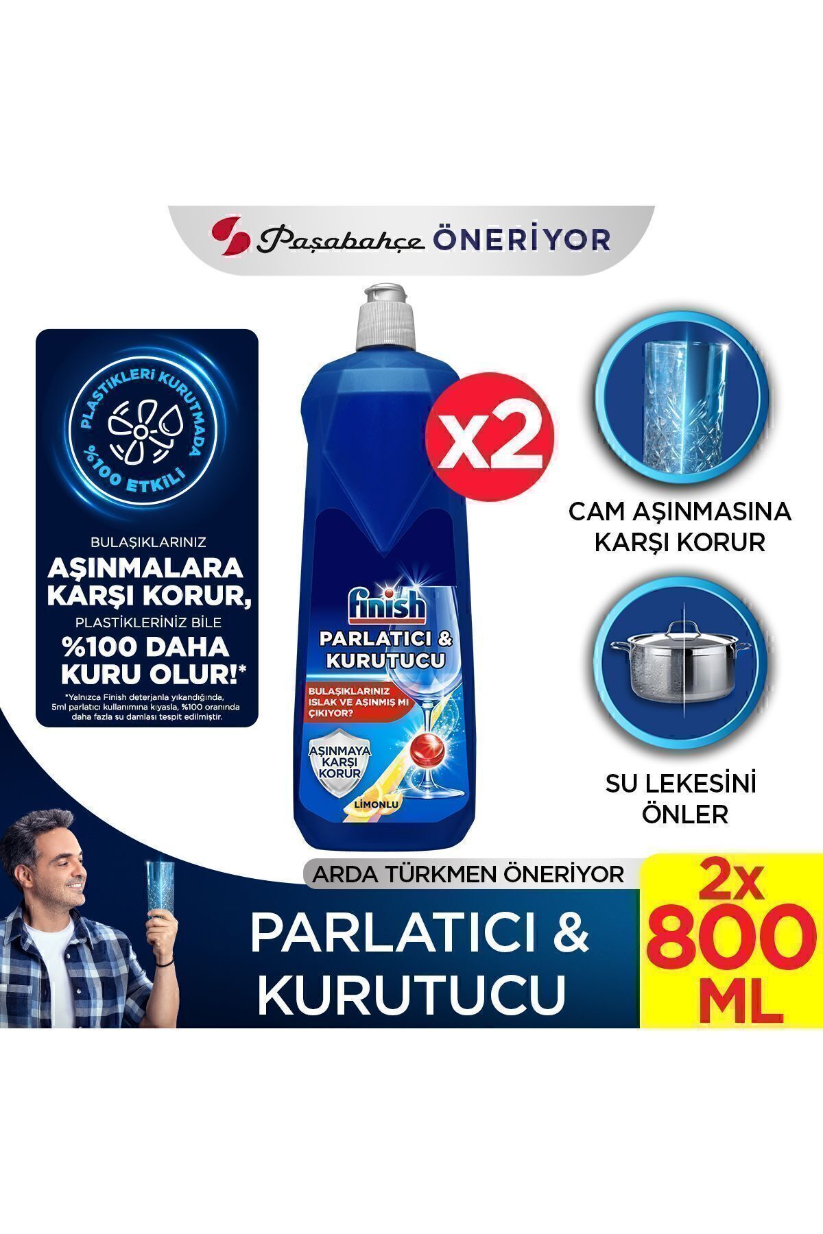 Bulaşık Makinesi  Parlatıcı & Kurutucu   Sıvı Limonlu 1600 ml (800 ml x 2'li)
