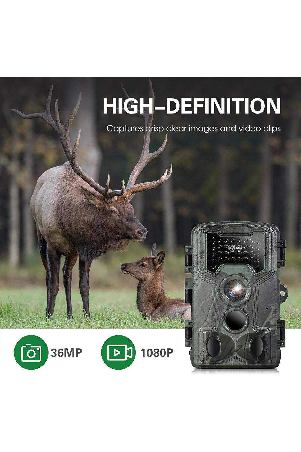 36MP 1080P Foto Kapan takip kamerası gece görüş 3 PIR sensörleri ile IP66 kızılötesi avcılık kamera