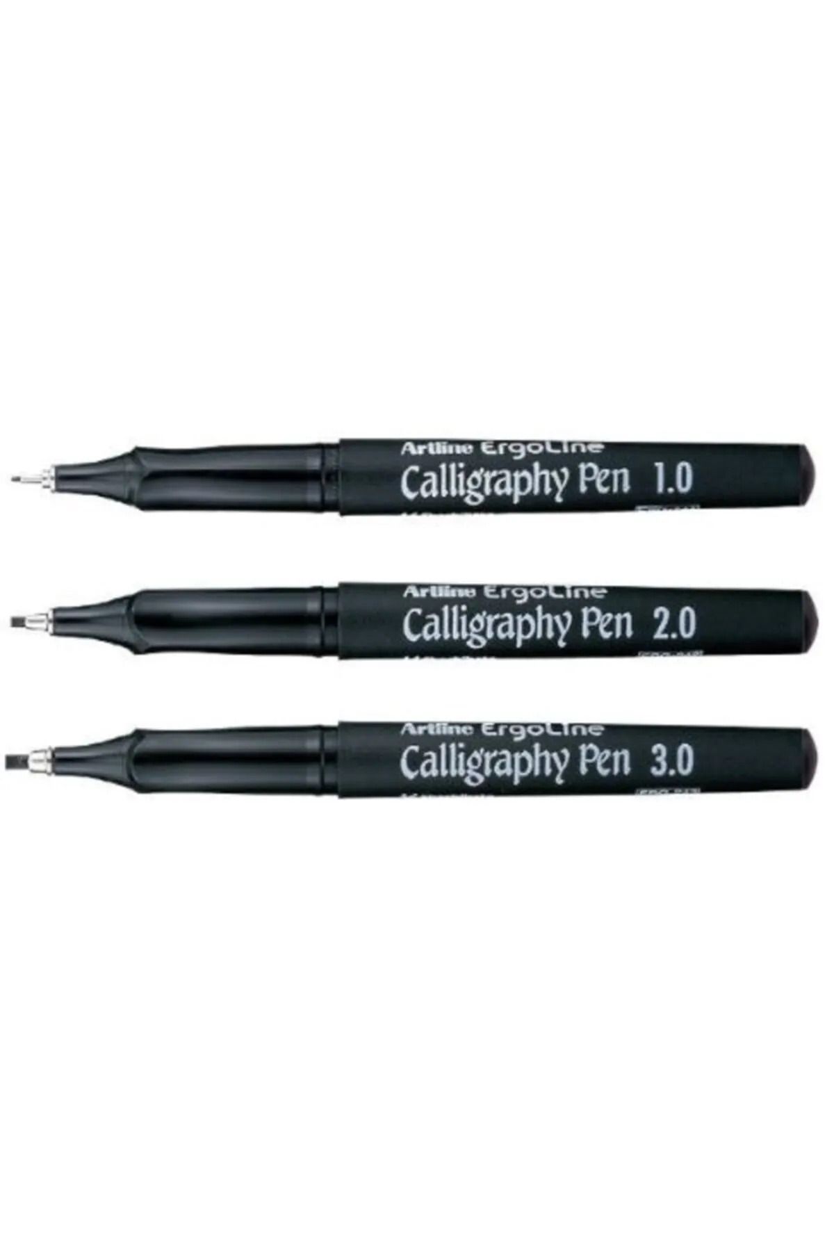 Ergoline Calligraphy 3'lü Kaligrafi Kalem Seti Siyah - Çizgi Genişliği 1.0 - 2.0 - 3.0mm