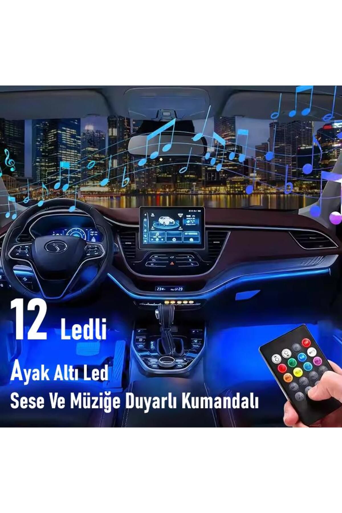 Oto Motto 12 Ledli Ayak Altı Led Lamba Sese Duyarlı Led Müziğe Duyarlı Led Çakmaklık Girişli