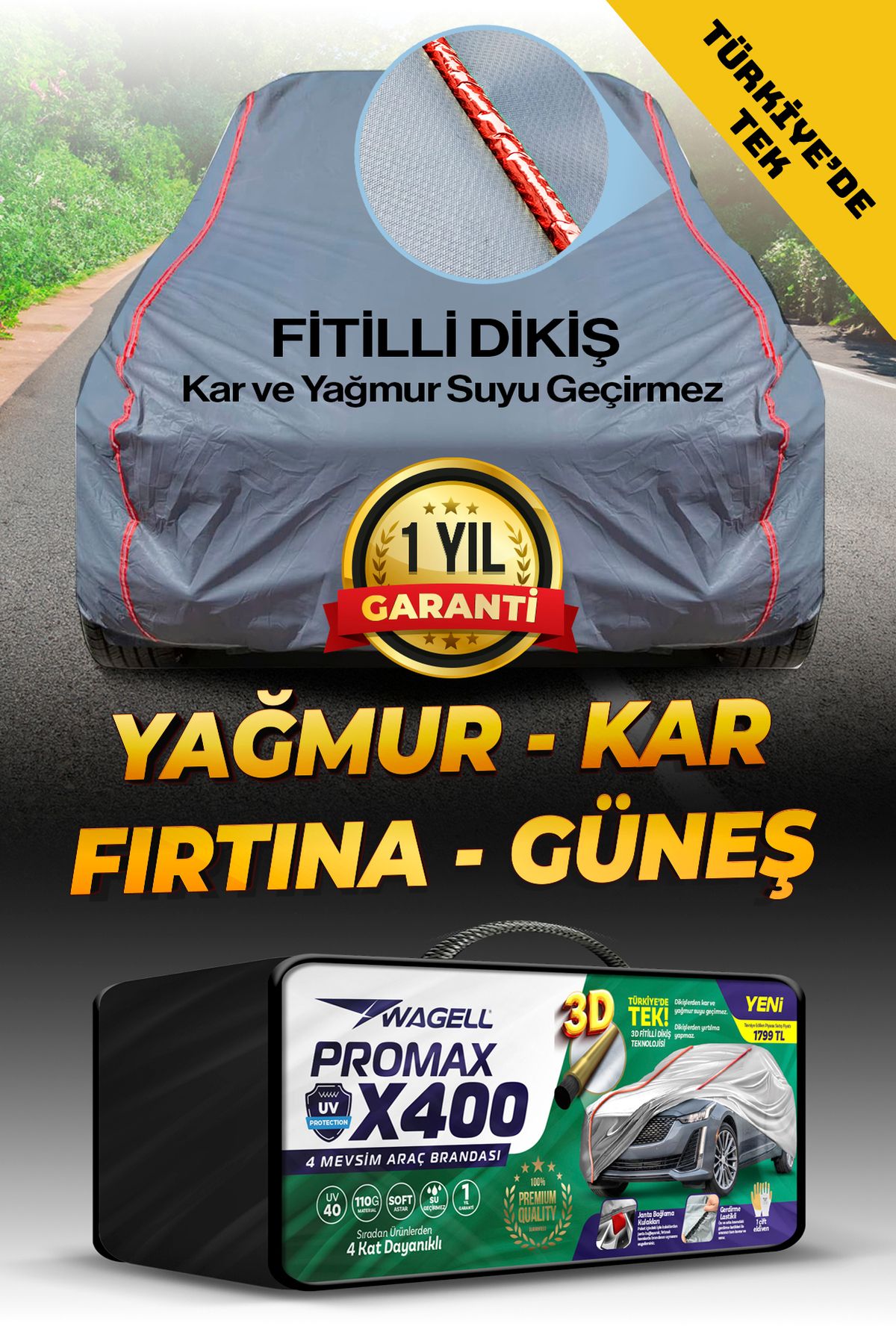 Hatchback Araçlar Ile Uyumlu Lüks X300 Pro Araba Brandası Miflonlu Branda Oto Çadır Örtü