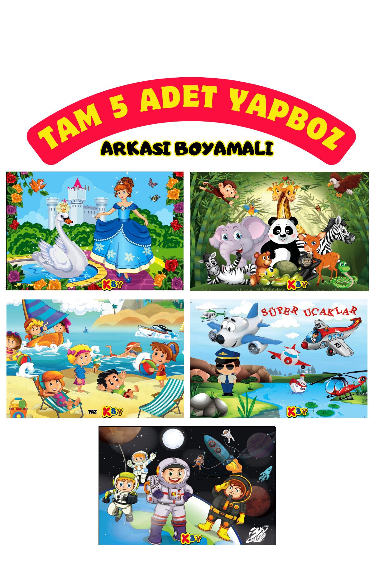 25x35cm Hikayeli Yapboz Seti 5'li - 5 Farklı Yapboz Görseldeki Gibi