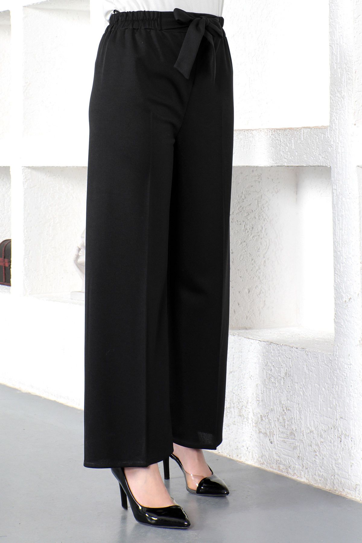 Beli Lastikli Bol Paça Pantolon Tsd230109 Siyah