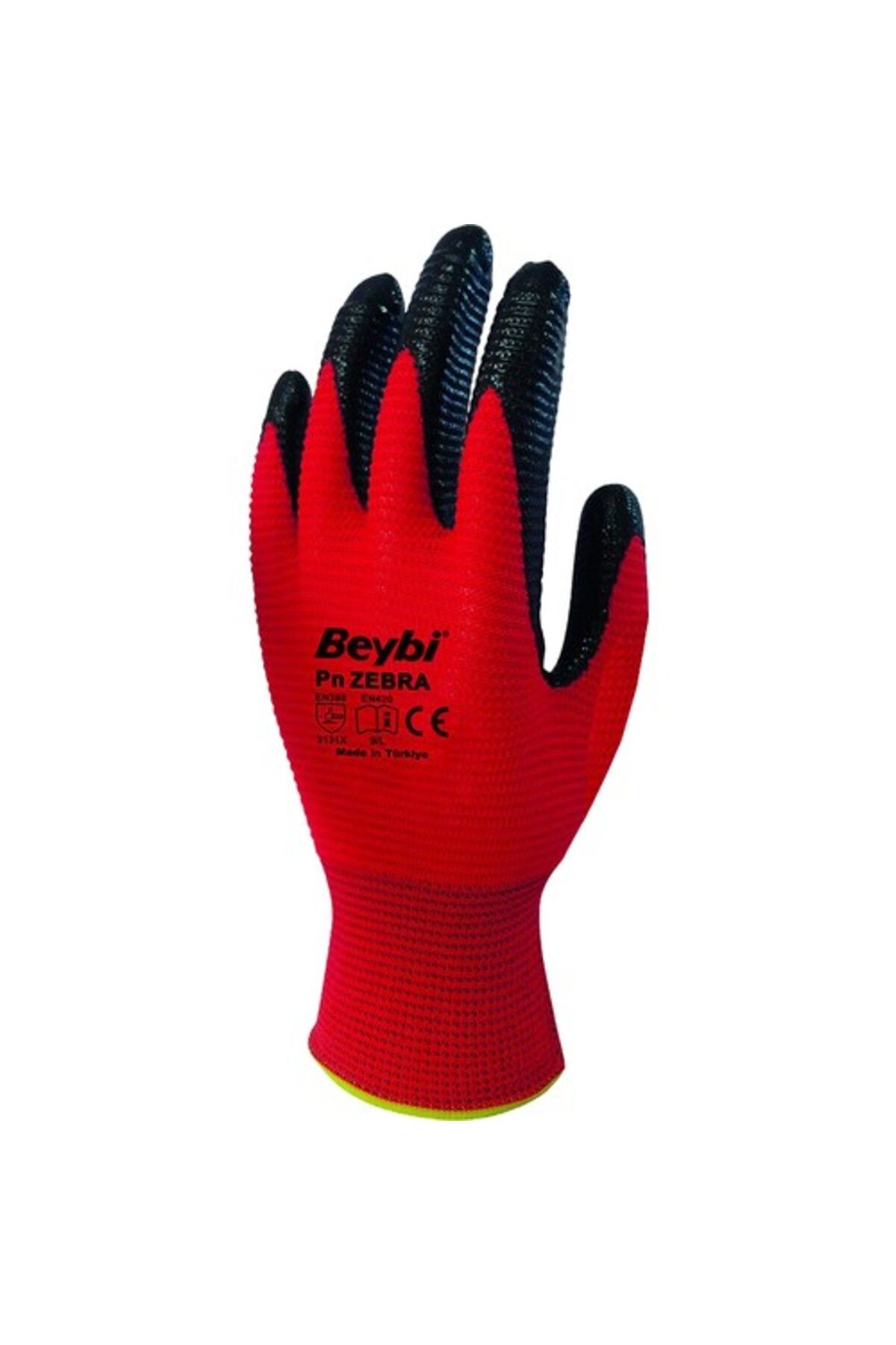 Pn Zebra Polyester Örme Kırmızı Nitril Eldiven No: 10 1 Çift
