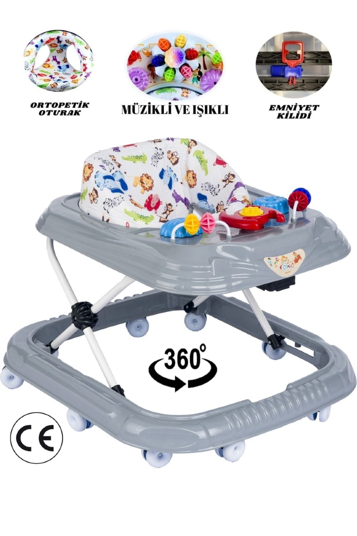 Müzikli Ve Işıklı 3 Kademeli Oyuncaklı Bebek Yürüteci