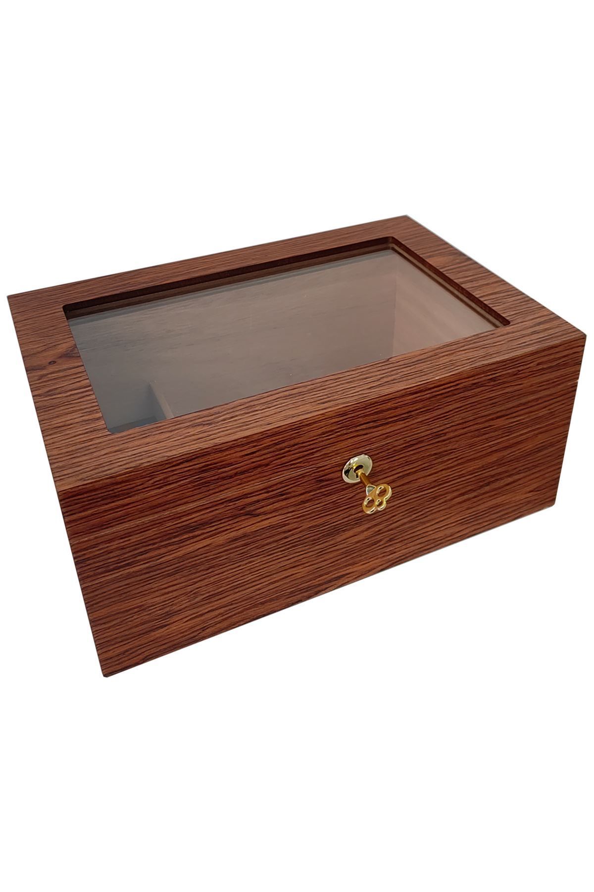 Sedir Ağacı Camlı Humidor Puro Kutusu Rb98