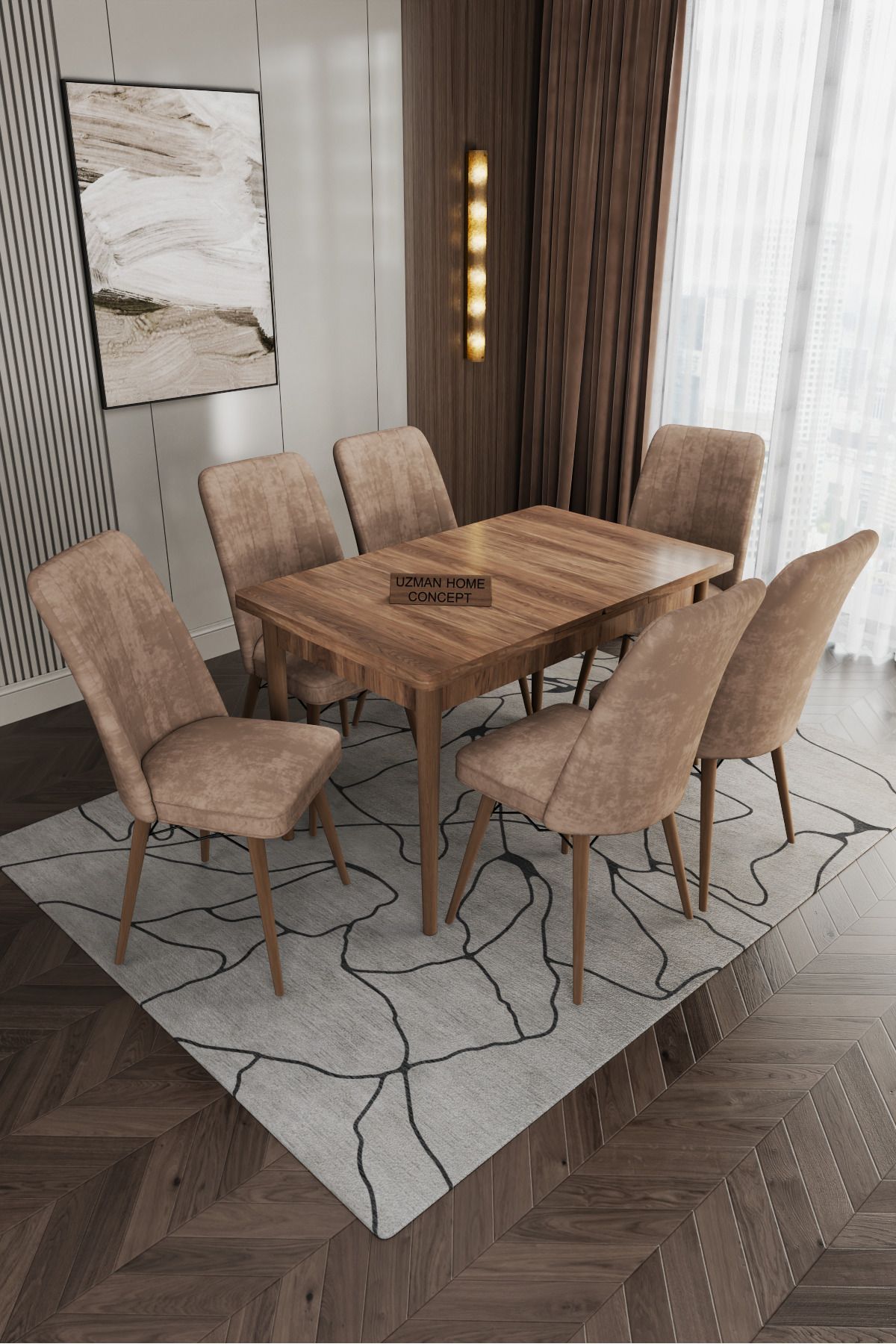80x130(kapalı) 80x170(açık) Yemek Odası Takımı Mutfak Masası Takımı Yemek Masası 6 Kişilik