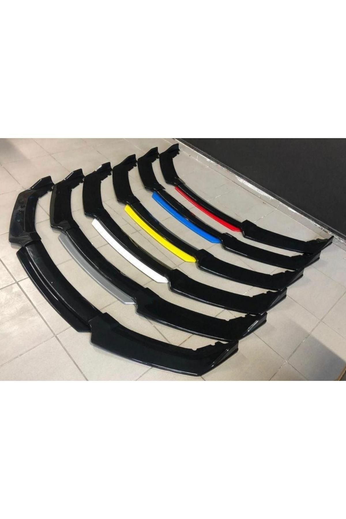 4 Parça Ön Lip Üniversal Ön Tampon Eki Piano Black Kırmızı-mavi-sarı-gri-beyaz