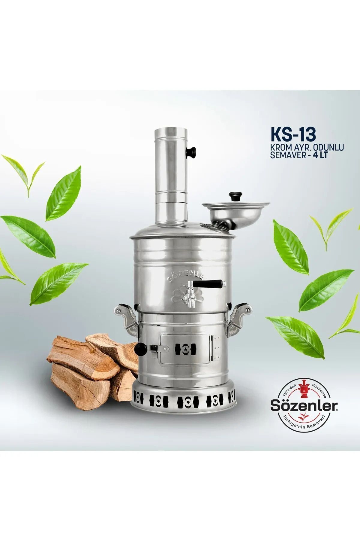 Demlikli Krom Ayrılabilir Odun Ve Mangal Kömürlü 4,5 Lt Semaver Ydkrlmb05 05